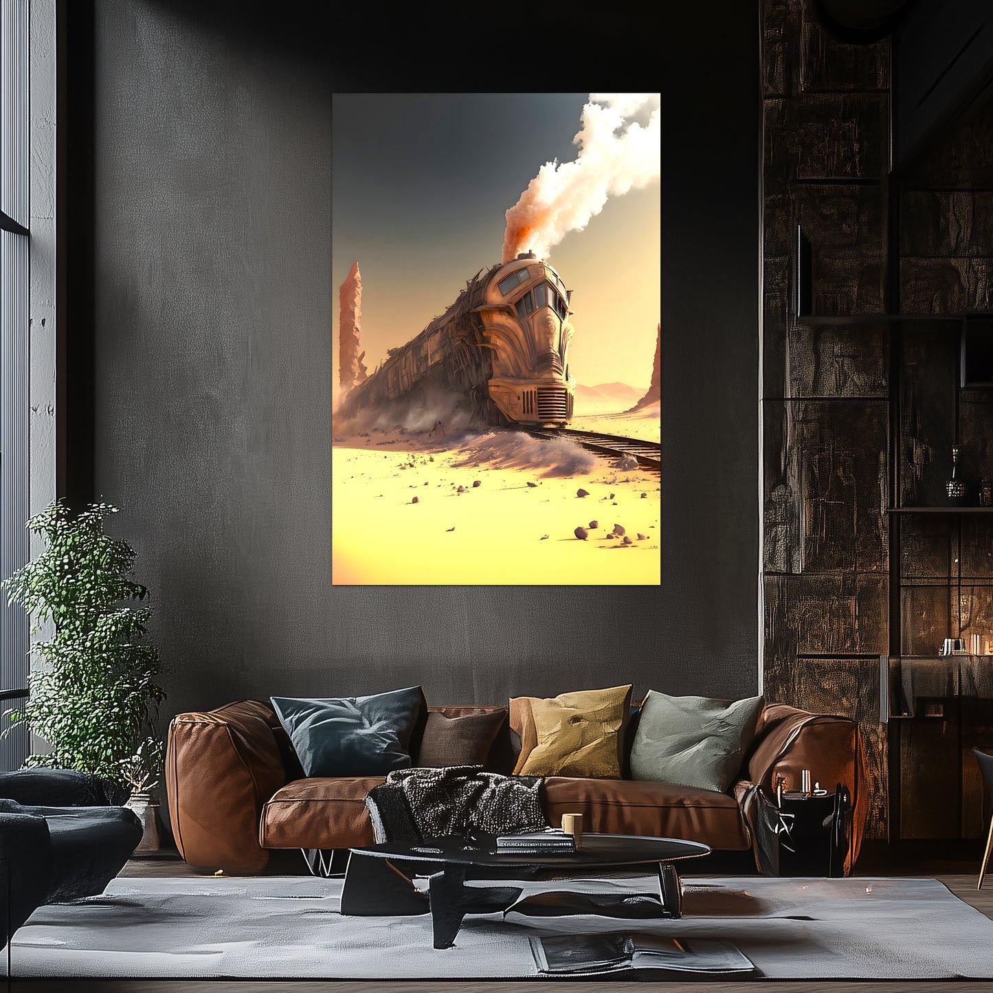 Wasteland Train Poster – The Sandpiercer | Awe-Inspiring Wall Art for Sci-Fi & Fantasy Train Enthusiasts | Unique and Exclusive Artwork