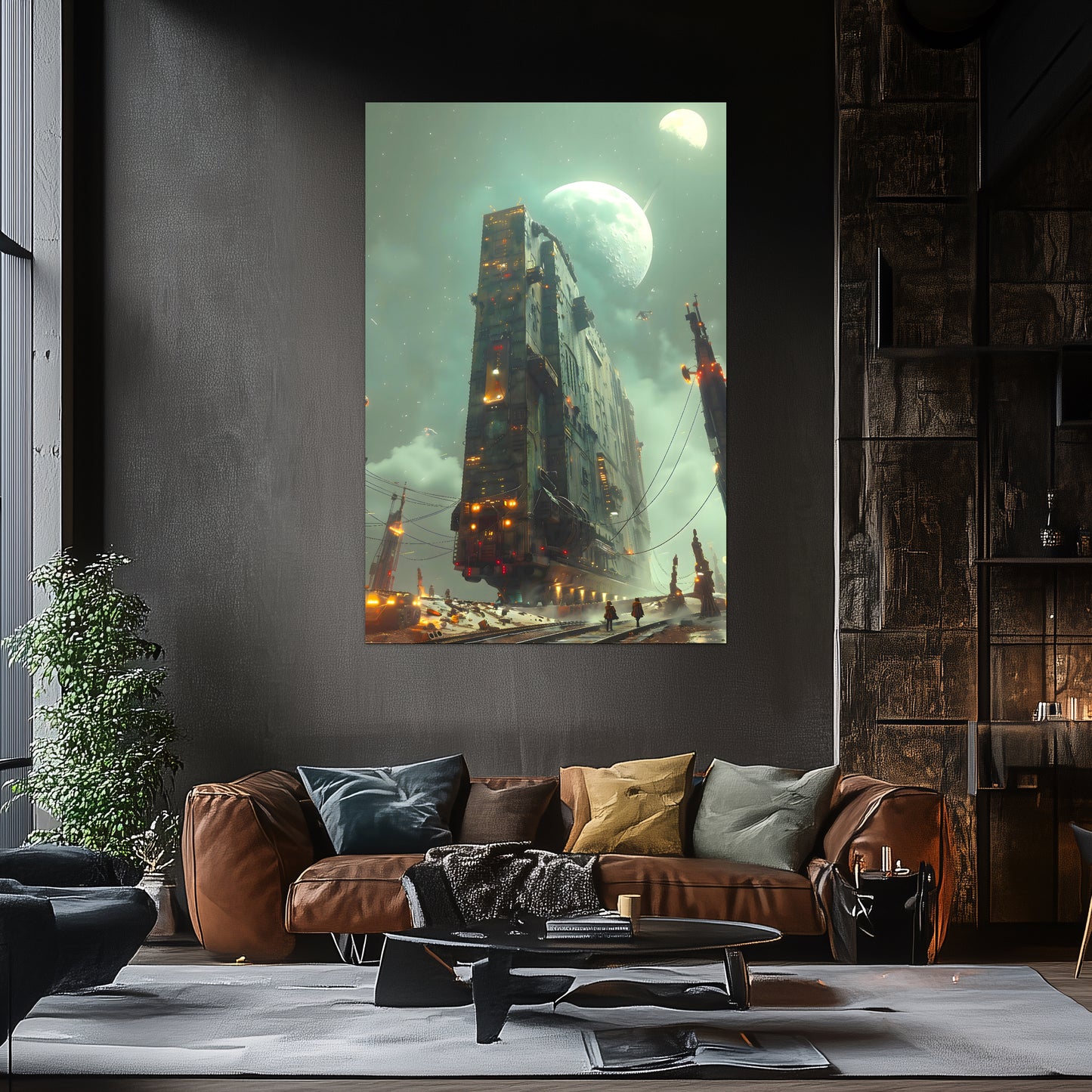 Dystopia Train Poster – The Moonbringer | Awe-Inspiring Wall Art for Sci-Fi & Fantasy Train Enthusiasts | Unique and Exclusive Artwork
