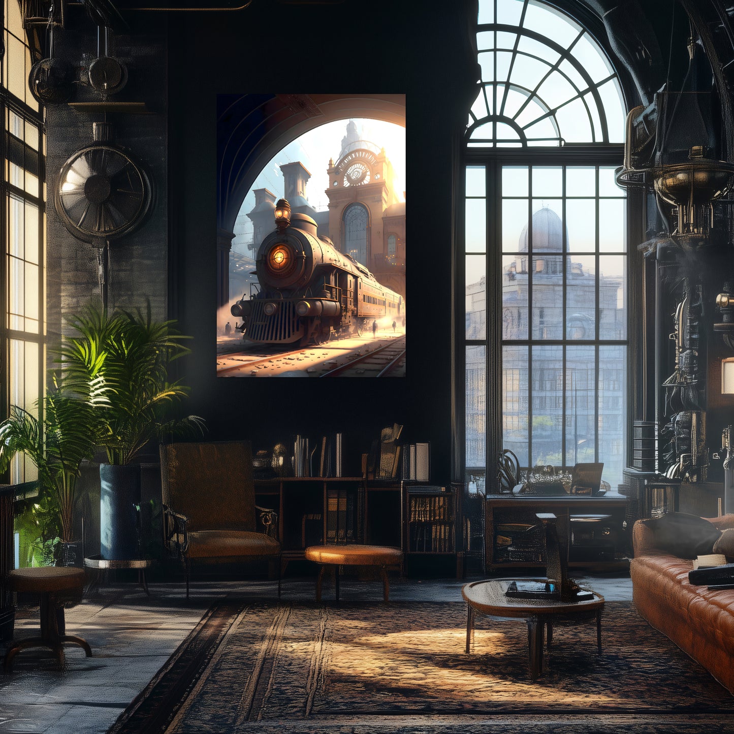 Steampunk Train Poster – Metropolitan Grandliner | Awe-Inspiring Wall Art for Sci-Fi & Fantasy Train Enthusiasts | Unique and Exclusive Artwork