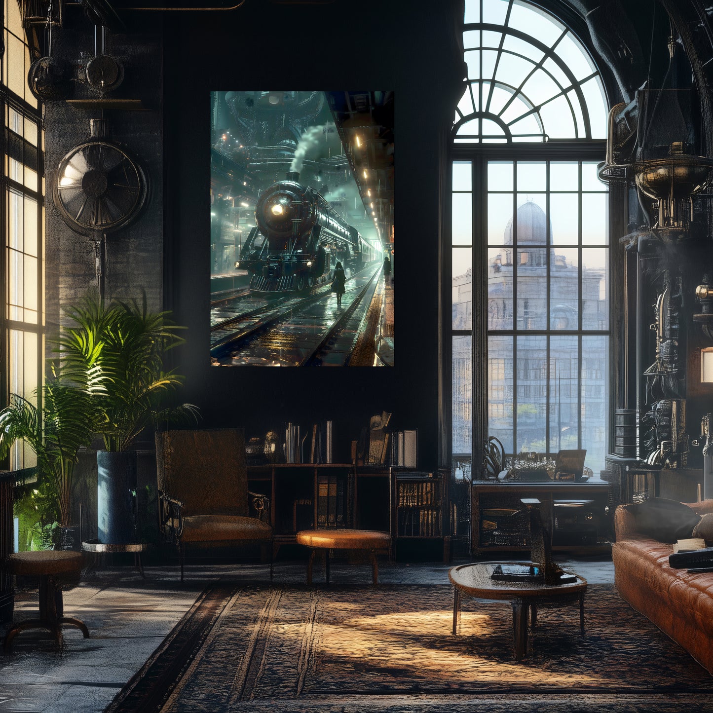 Dystopia Train Poster – Stellar Odyssey | Awe-Inspiring Wall Art for Sci-Fi & Fantasy Train Enthusiasts | Unique and Exclusive Artwork