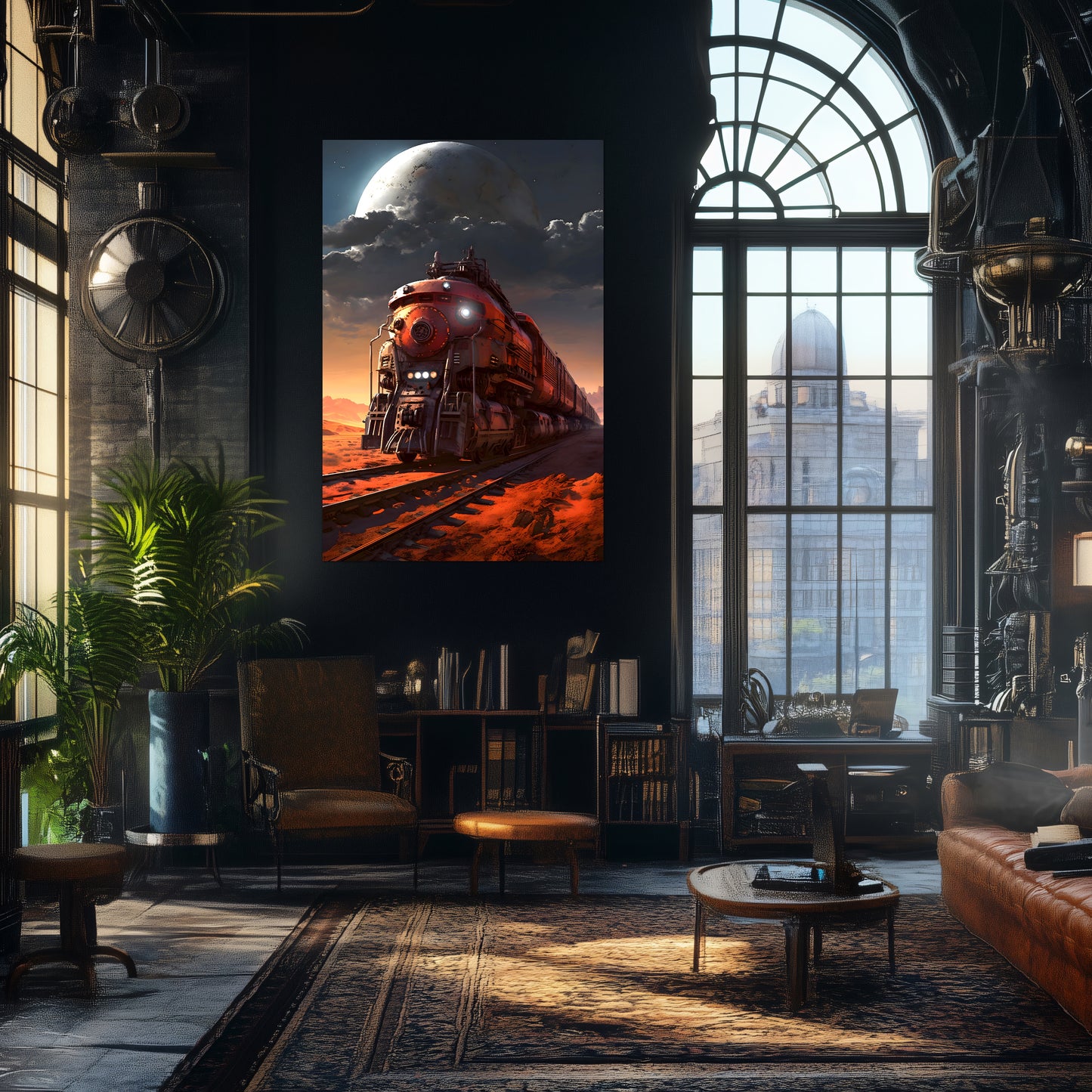 Wasteland Train Poster – Iron Wanderer | Awe-Inspiring Wall Art for Sci-Fi & Fantasy Train Enthusiasts | Unique and Exclusive Artwork