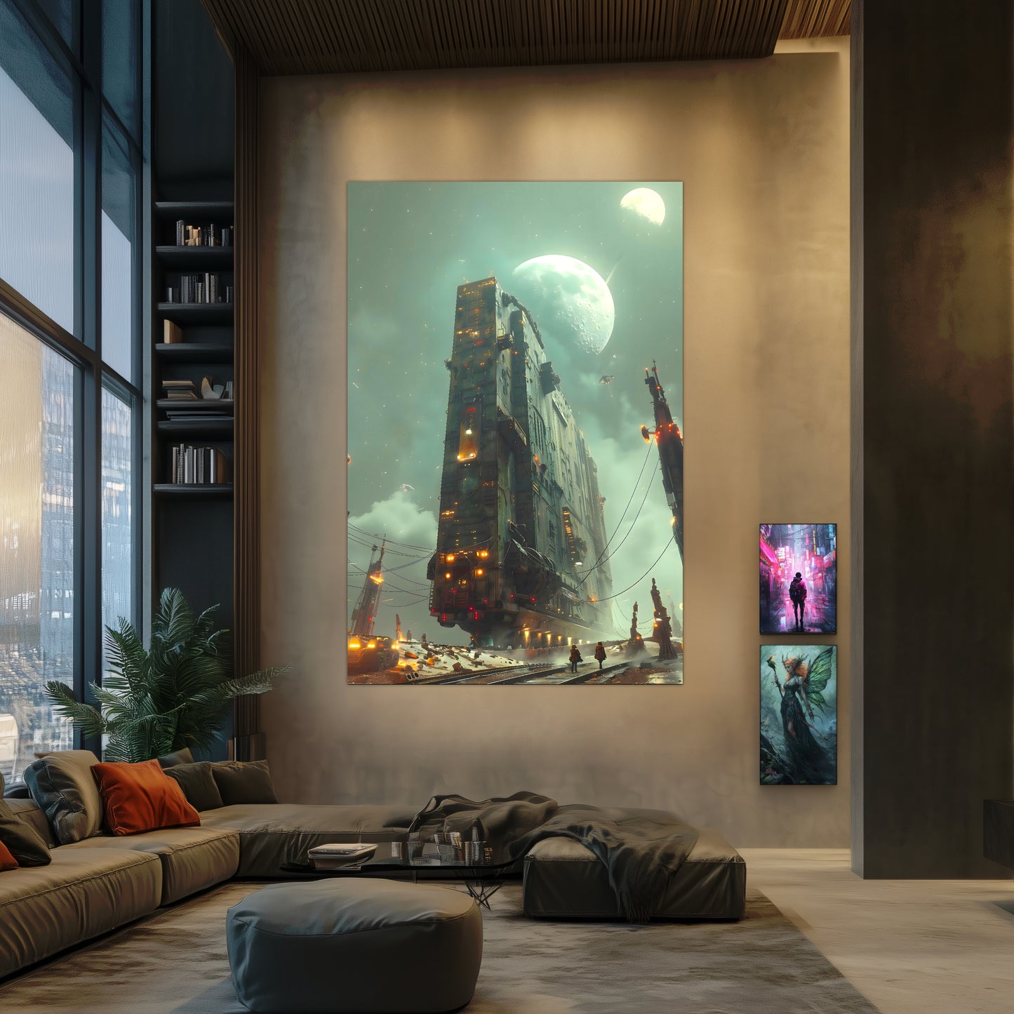 Dystopia Train Poster – The Moonbringer | Awe-Inspiring Wall Art for Sci-Fi & Fantasy Train Enthusiasts | Unique and Exclusive Artwork