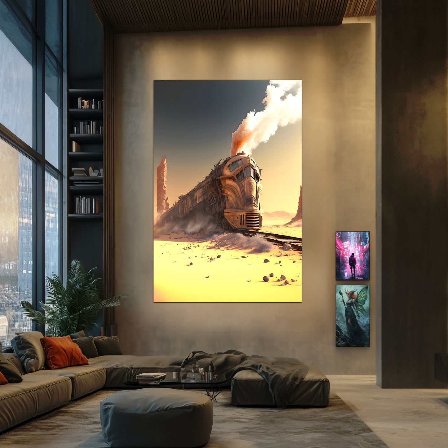 Wasteland Train Poster – The Sandpiercer | Awe-Inspiring Wall Art for Sci-Fi & Fantasy Train Enthusiasts | Unique and Exclusive Artwork