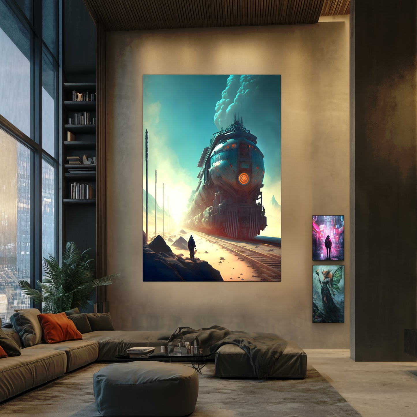 Wasteland Train Poster – Dunestorm Thunderwaker | Awe-Inspiring Wall Art for Sci-Fi & Fantasy Train Enthusiasts | Unique and Exclusive Artwork