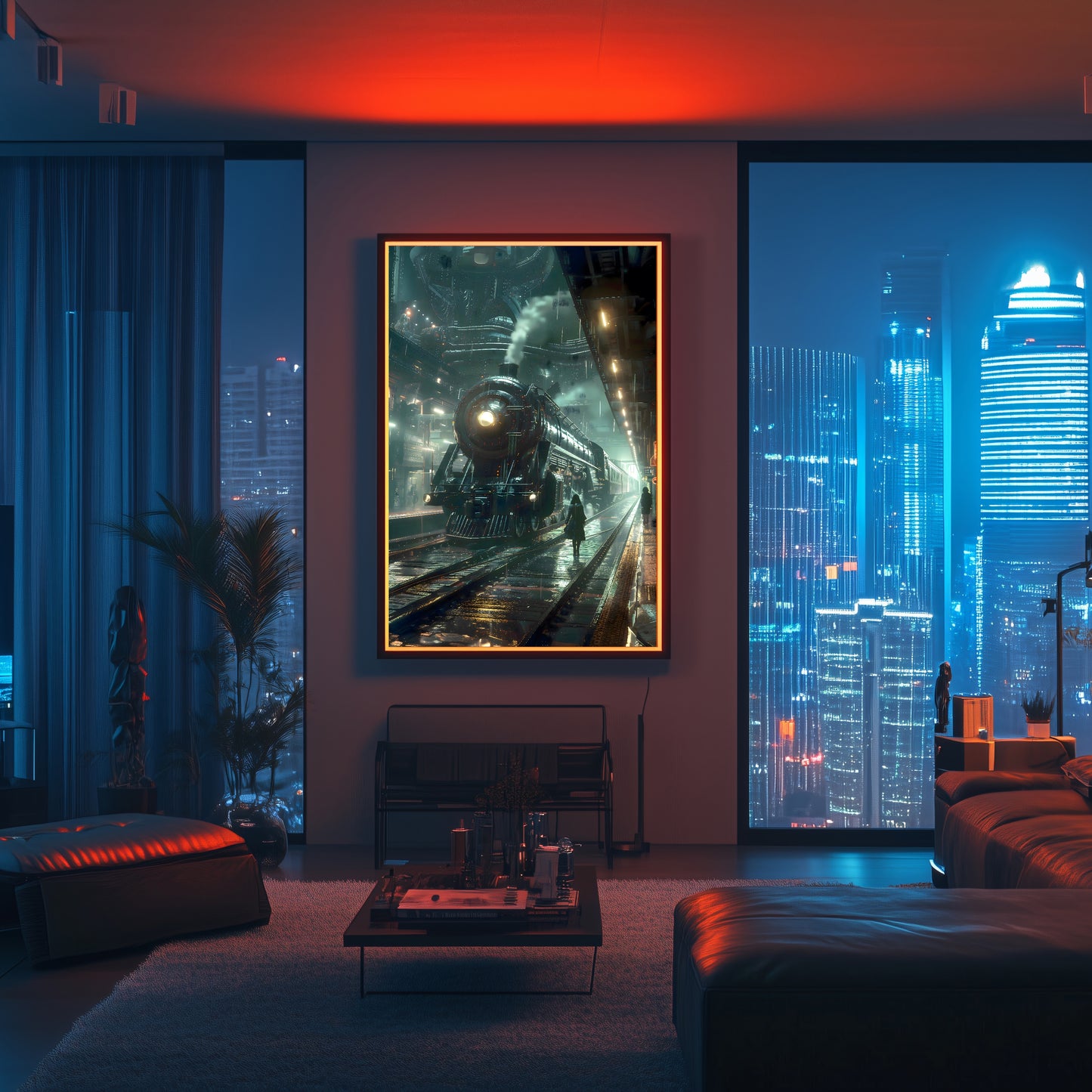 Dystopia Train Poster – Stellar Odyssey | Awe-Inspiring Wall Art for Sci-Fi & Fantasy Train Enthusiasts | Unique and Exclusive Artwork