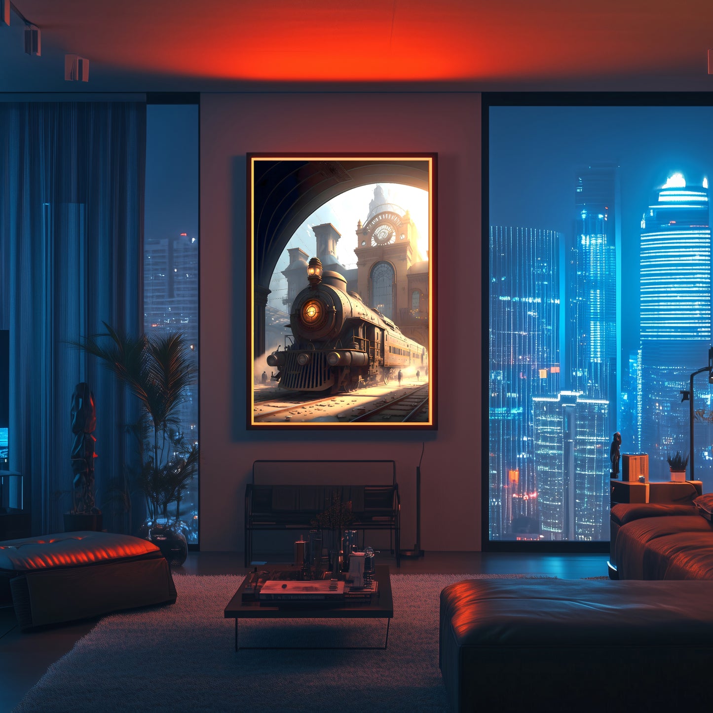 Steampunk Train Poster – Metropolitan Grandliner | Awe-Inspiring Wall Art for Sci-Fi & Fantasy Train Enthusiasts | Unique and Exclusive Artwork