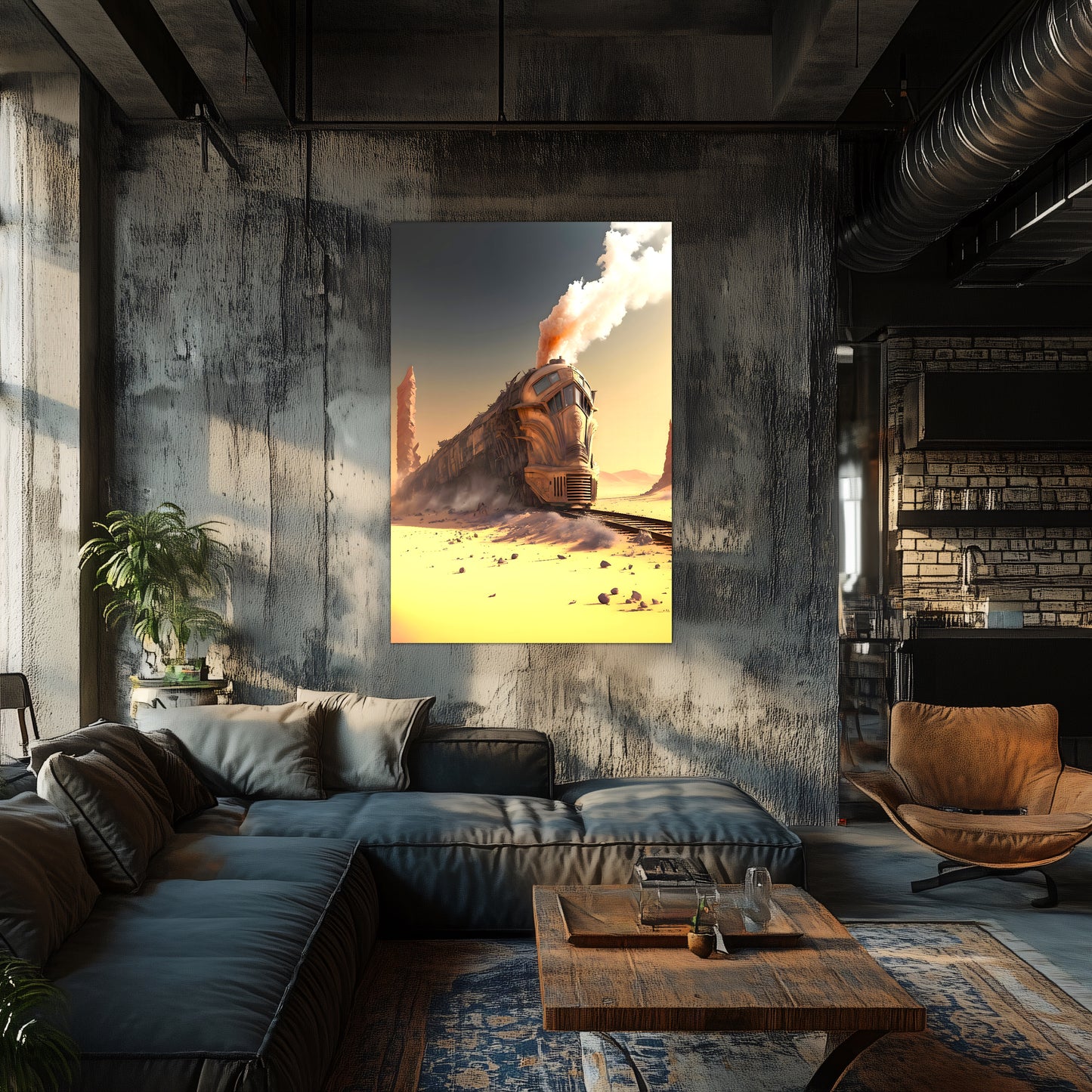 Wasteland Train Poster – The Sandpiercer | Awe-Inspiring Wall Art for Sci-Fi & Fantasy Train Enthusiasts | Unique and Exclusive Artwork