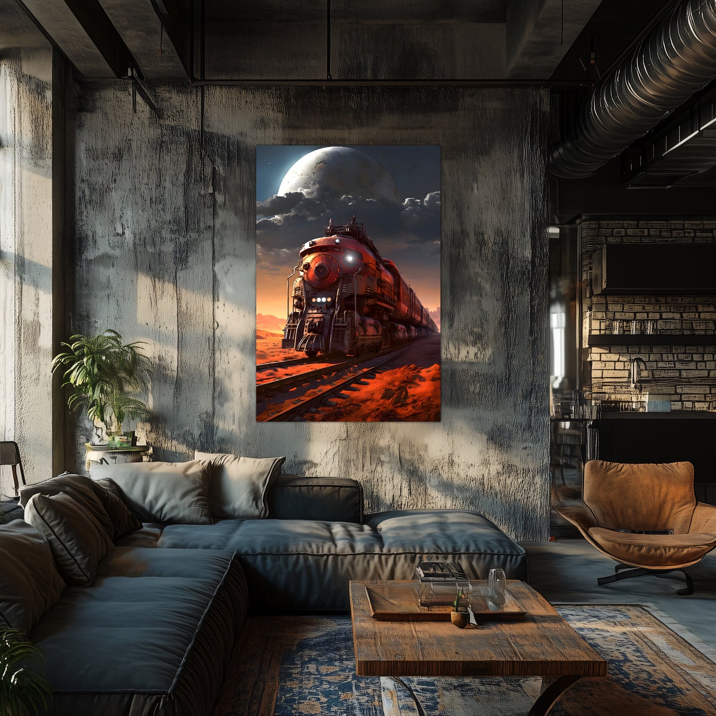 Wasteland Train Poster – Iron Wanderer | Awe-Inspiring Wall Art for Sci-Fi & Fantasy Train Enthusiasts | Unique and Exclusive Artwork