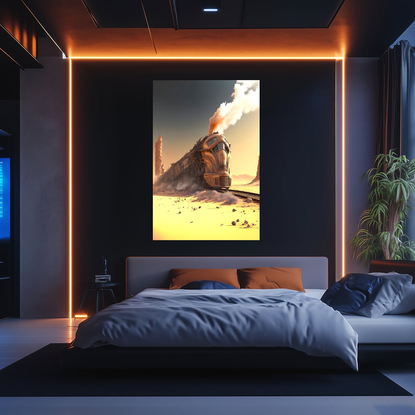 Wasteland Train Poster – The Sandpiercer | Awe-Inspiring Wall Art for Sci-Fi & Fantasy Train Enthusiasts | Unique and Exclusive Artwork