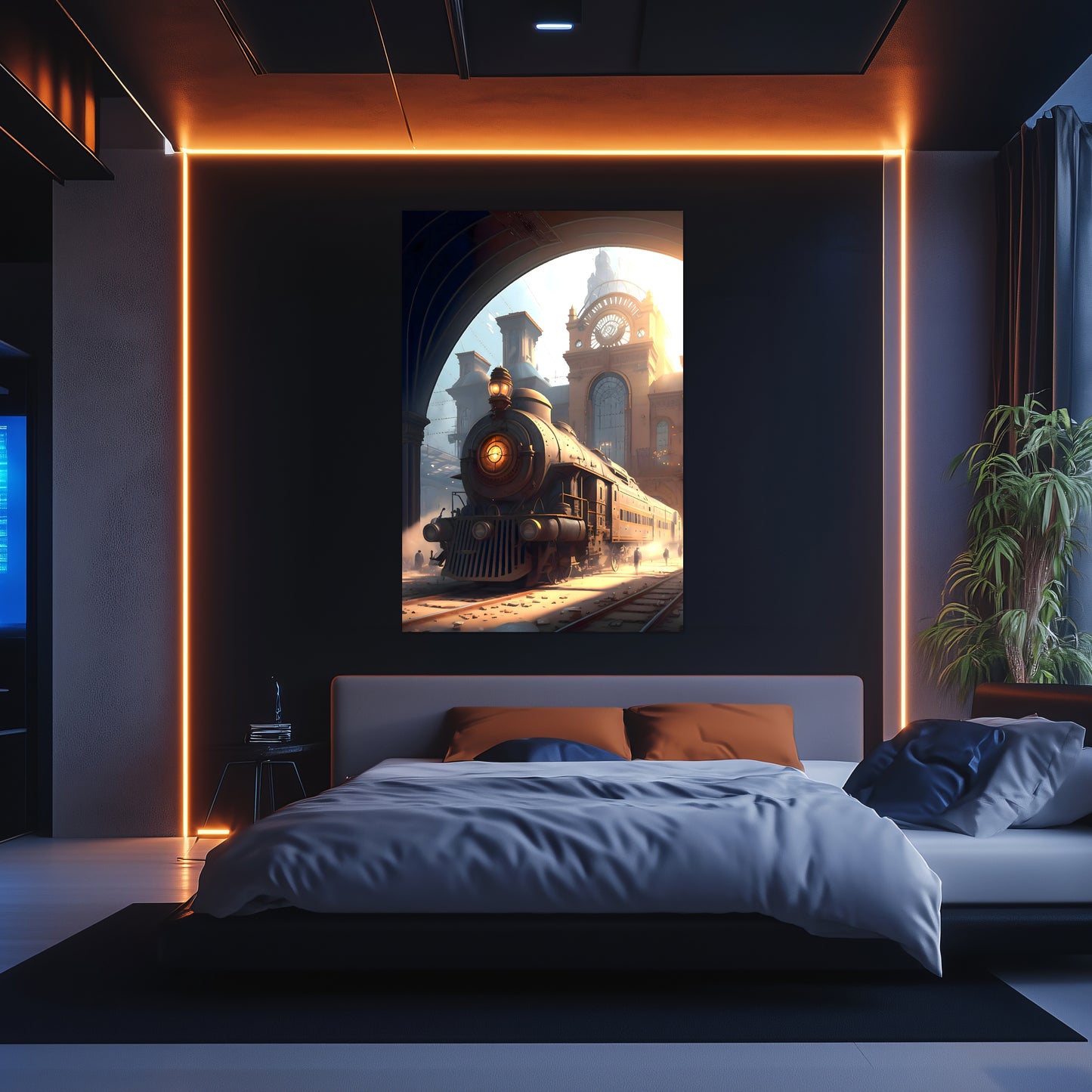 Steampunk Train Poster – Metropolitan Grandliner | Awe-Inspiring Wall Art for Sci-Fi & Fantasy Train Enthusiasts | Unique and Exclusive Artwork