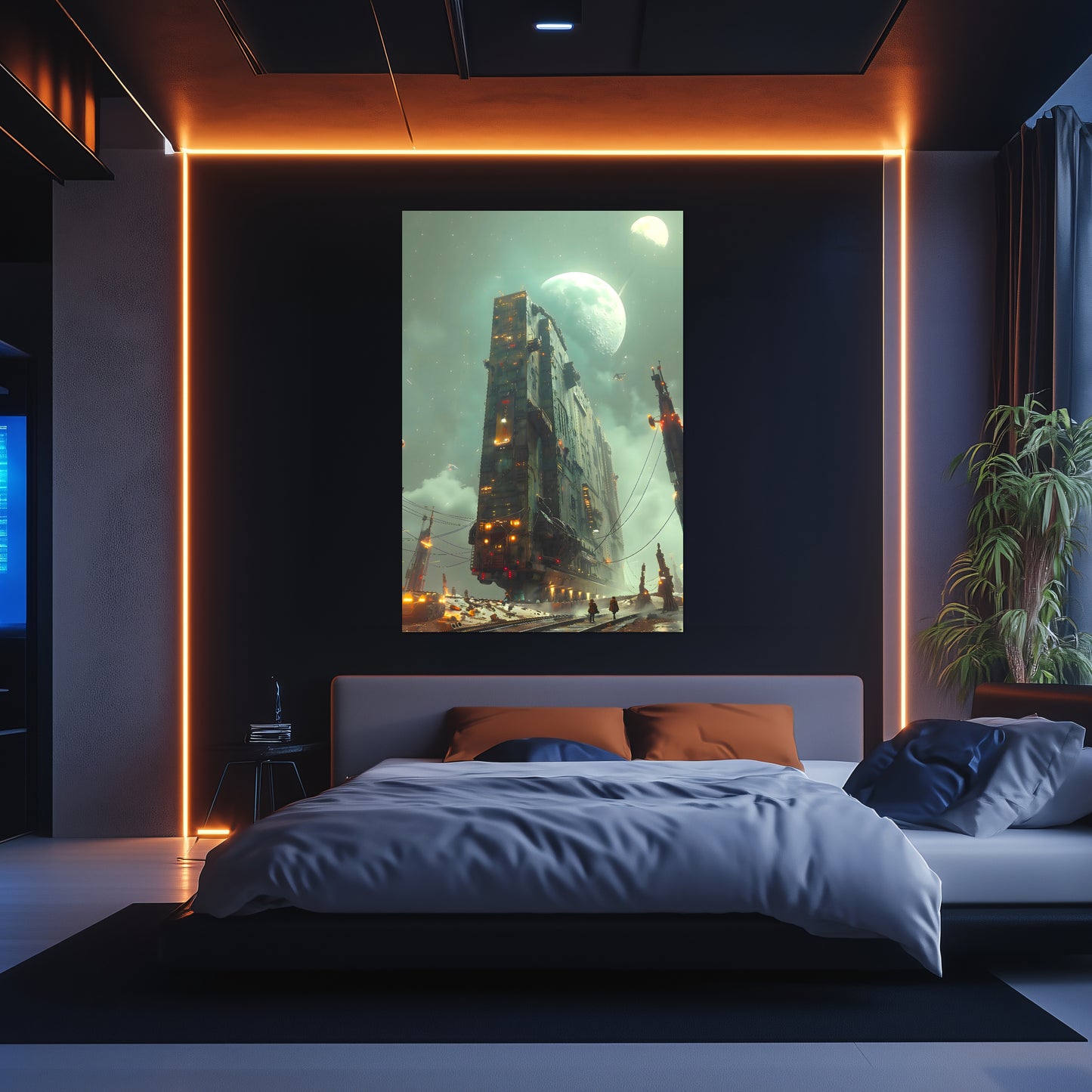 Dystopia Train Poster – The Moonbringer | Awe-Inspiring Wall Art for Sci-Fi & Fantasy Train Enthusiasts | Unique and Exclusive Artwork