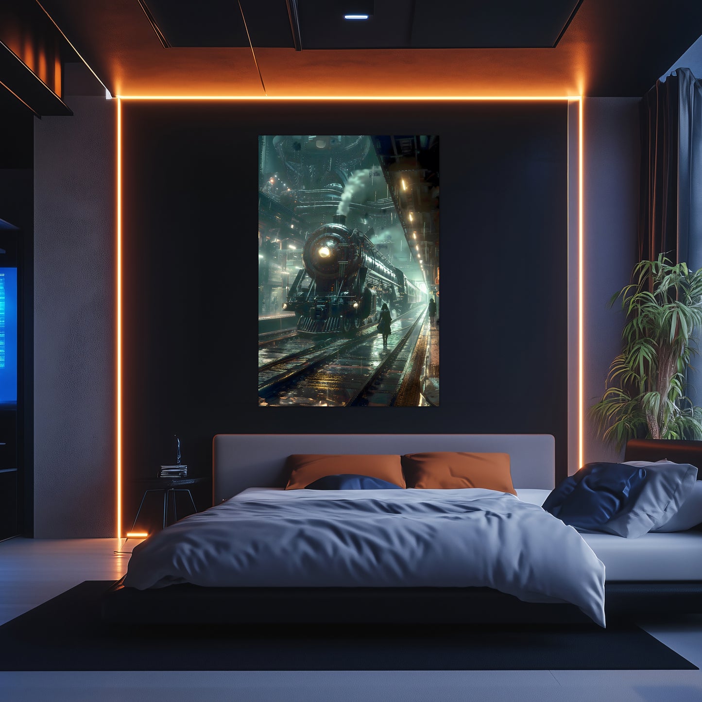 Dystopia Train Poster – Stellar Odyssey | Awe-Inspiring Wall Art for Sci-Fi & Fantasy Train Enthusiasts | Unique and Exclusive Artwork