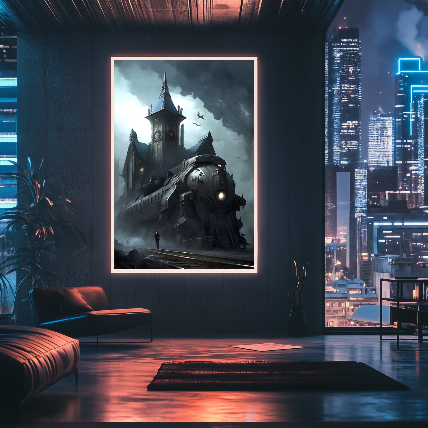 Fantasy Train Poster – Darkmist Phantom | Awe-Inspiring Wall Art for Sci-Fi & Fantasy Train Enthusiasts | Unique and Exclusive Artwork