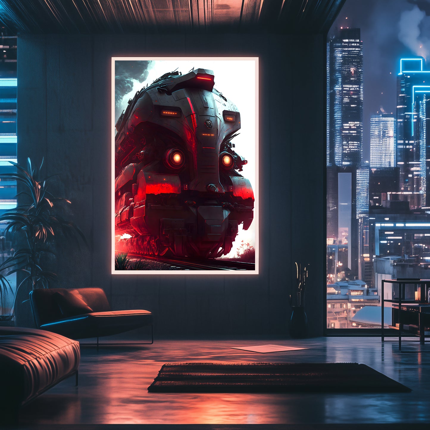 Dystopia Train Poster – Redstorm Vanguard | Awe-Inspiring Wall Art for Sci-Fi & Fantasy Train Enthusiasts | Unique and Exclusive Artwork