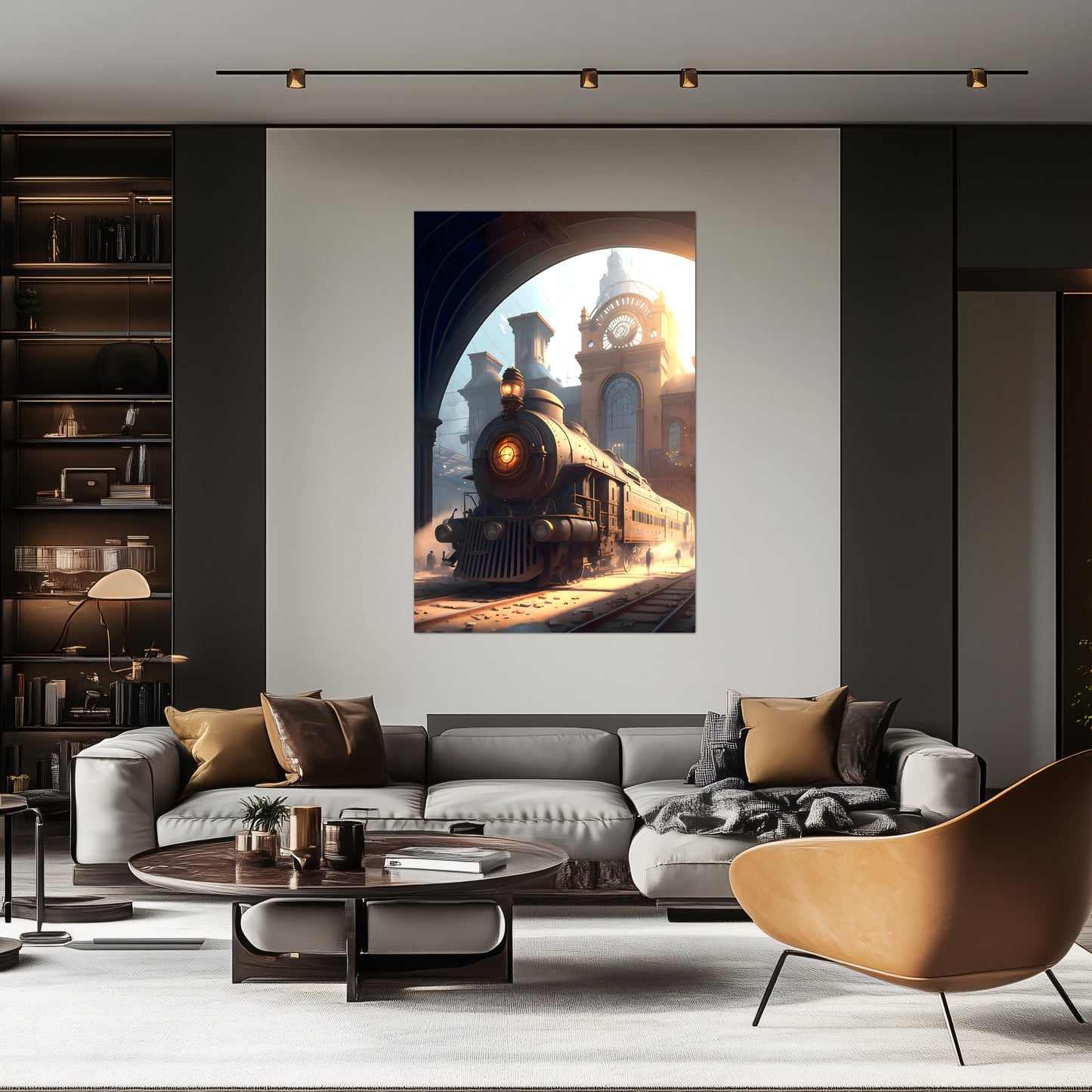 Steampunk Train Poster – Metropolitan Grandliner | Awe-Inspiring Wall Art for Sci-Fi & Fantasy Train Enthusiasts | Unique and Exclusive Artwork