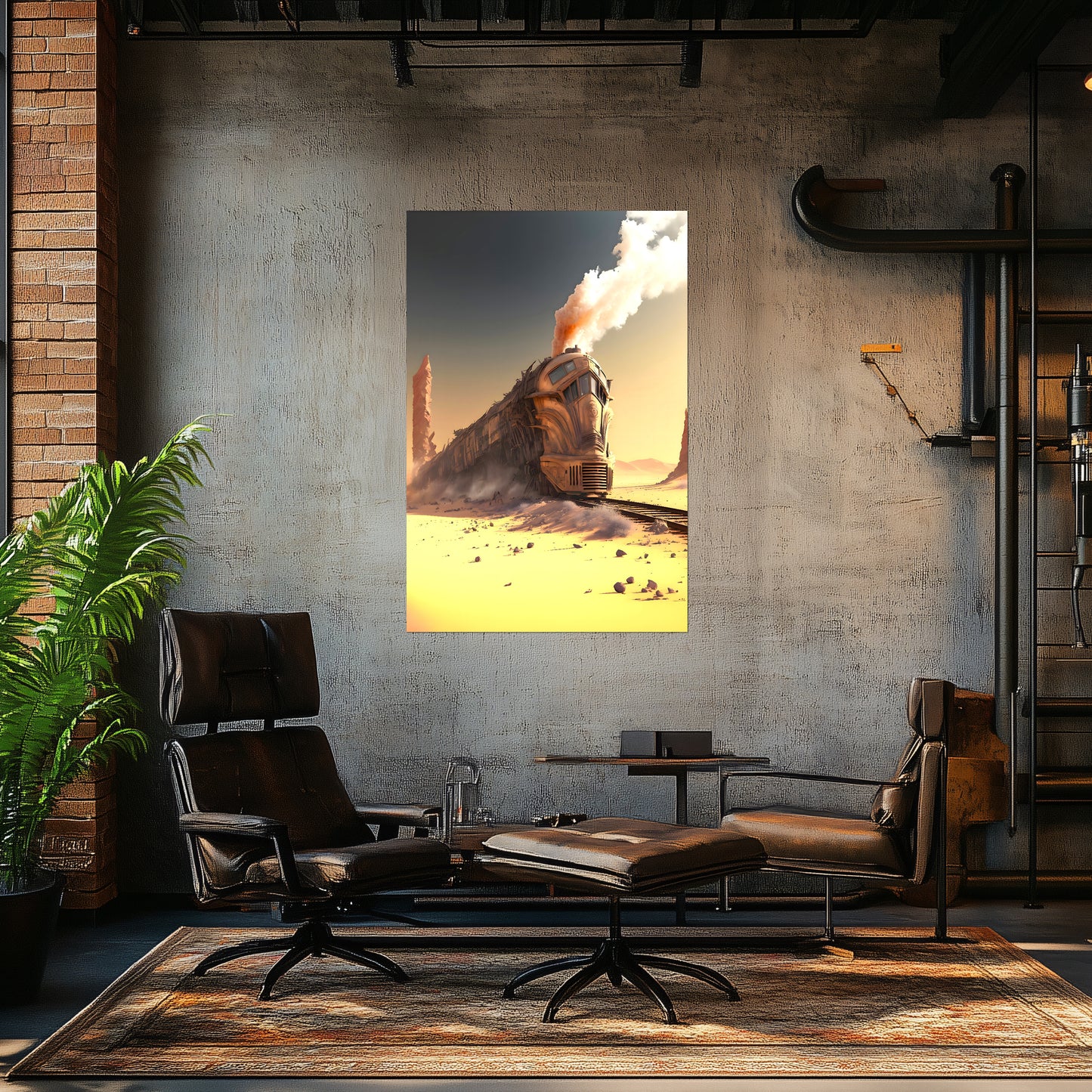 Wasteland Train Poster – The Sandpiercer | Awe-Inspiring Wall Art for Sci-Fi & Fantasy Train Enthusiasts | Unique and Exclusive Artwork