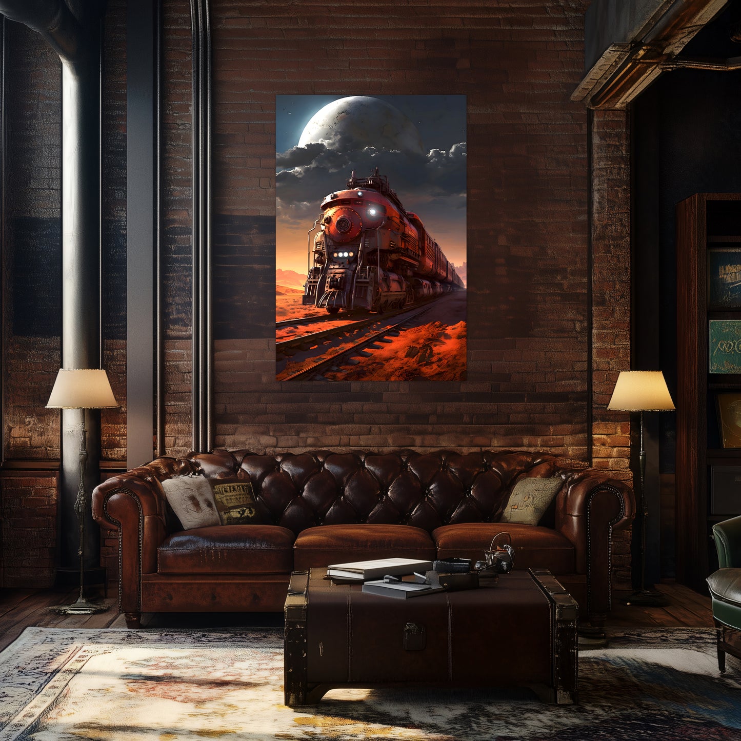 Wasteland Train Poster – Iron Wanderer | Awe-Inspiring Wall Art for Sci-Fi & Fantasy Train Enthusiasts | Unique and Exclusive Artwork