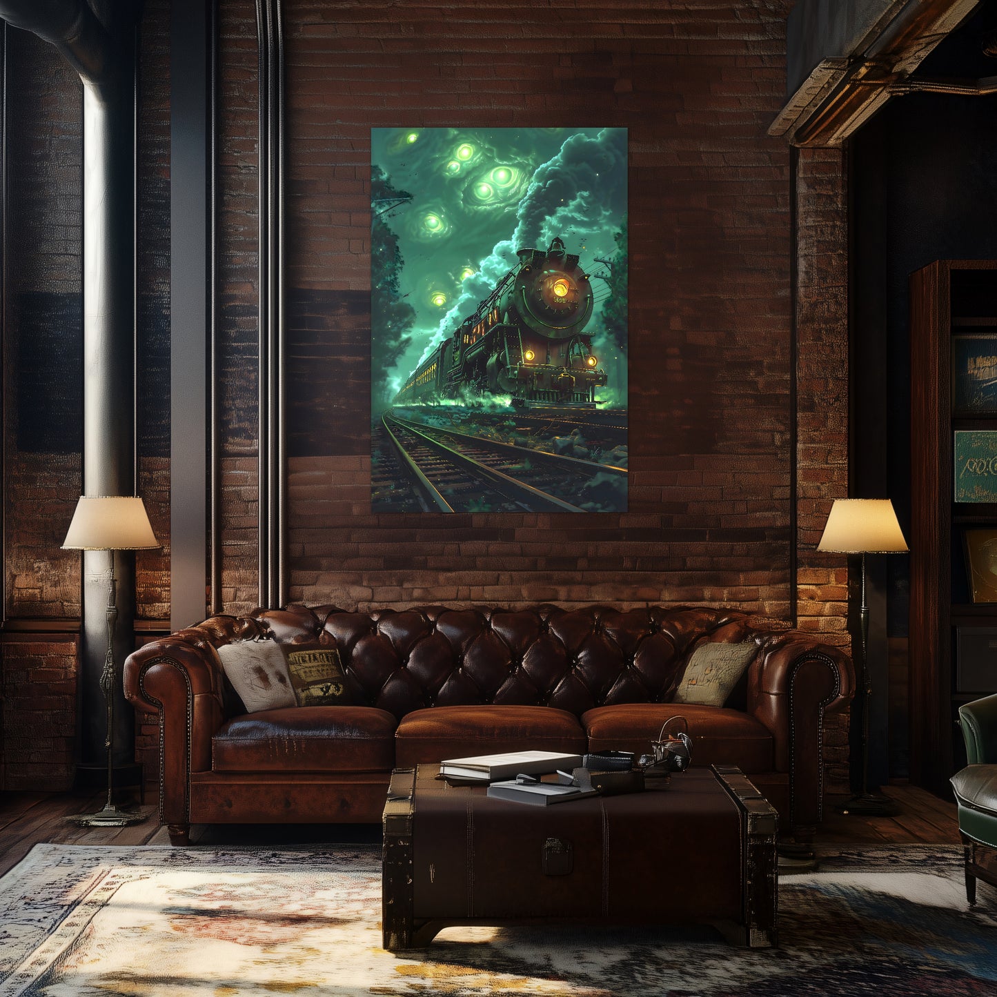 Fantasy Train Poster – The Emerald Phantom | Awe-Inspiring Wall Art for Sci-Fi & Fantasy Train Enthusiasts | Unique and Exclusive Artwork