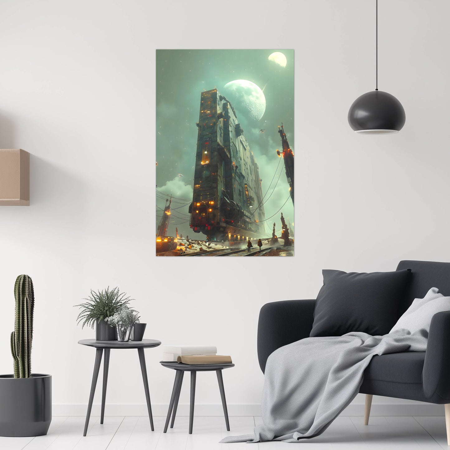 Dystopia Train Poster – The Moonbringer | Awe-Inspiring Wall Art for Sci-Fi & Fantasy Train Enthusiasts | Unique and Exclusive Artwork