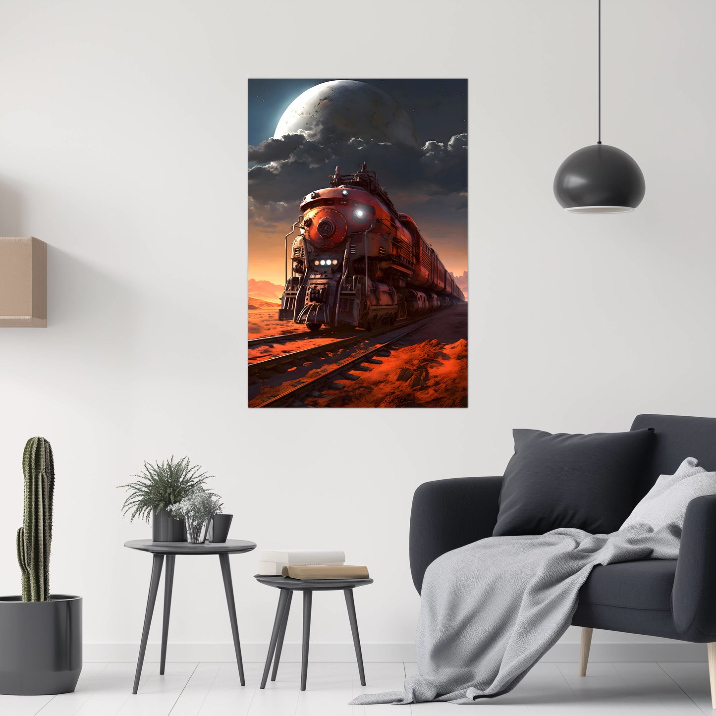 Wasteland Train Poster – Iron Wanderer | Awe-Inspiring Wall Art for Sci-Fi & Fantasy Train Enthusiasts | Unique and Exclusive Artwork