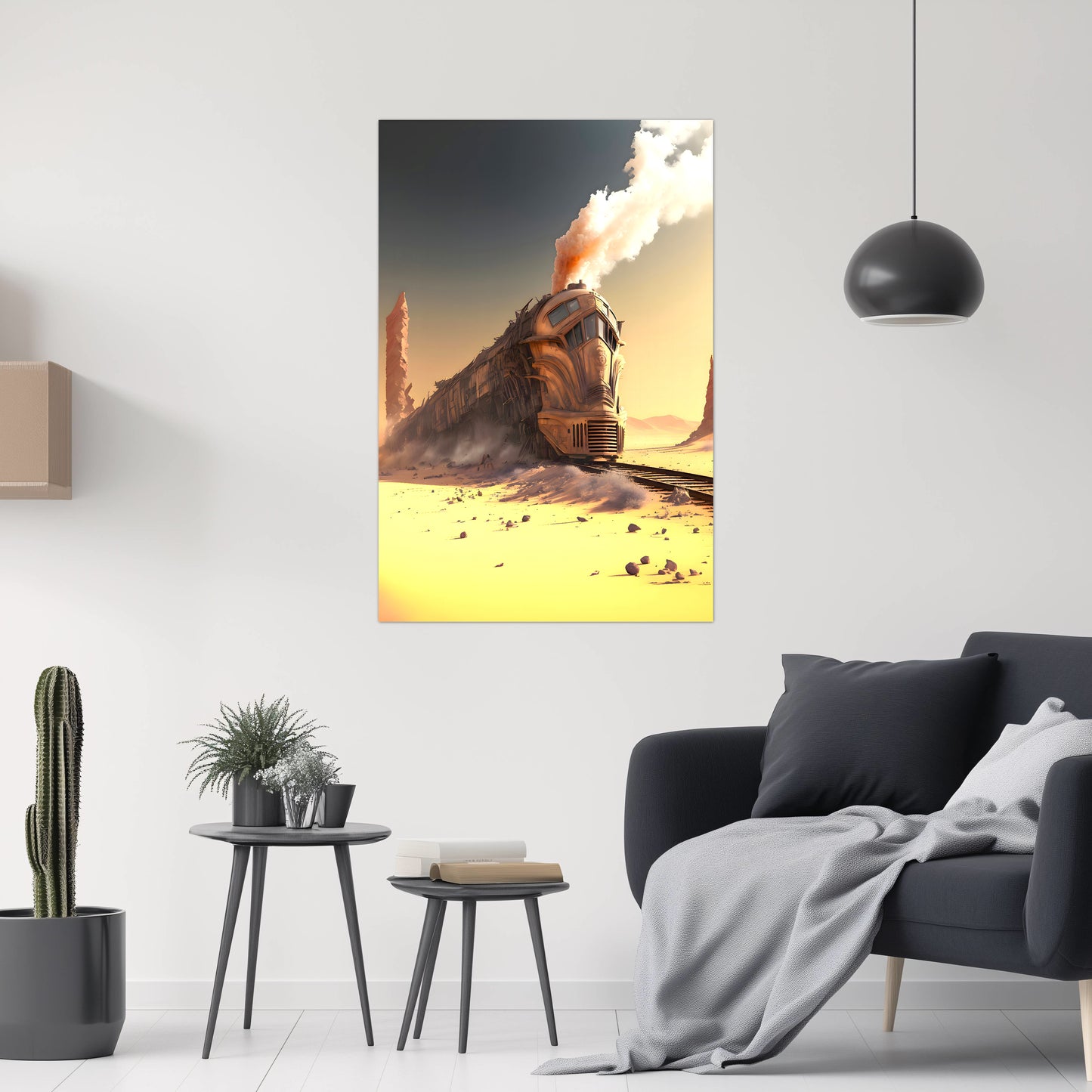 Wasteland Train Poster – The Sandpiercer | Awe-Inspiring Wall Art for Sci-Fi & Fantasy Train Enthusiasts | Unique and Exclusive Artwork