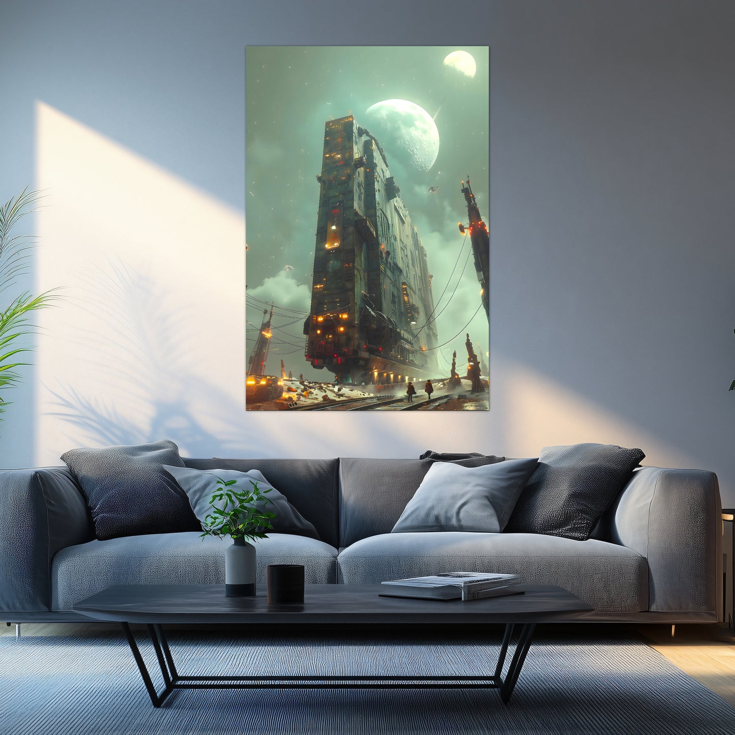 Dystopia Train Poster – The Moonbringer | Awe-Inspiring Wall Art for Sci-Fi & Fantasy Train Enthusiasts | Unique and Exclusive Artwork