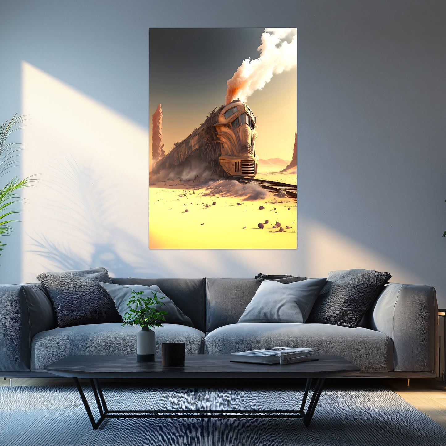 Wasteland Train Poster – The Sandpiercer | Awe-Inspiring Wall Art for Sci-Fi & Fantasy Train Enthusiasts | Unique and Exclusive Artwork