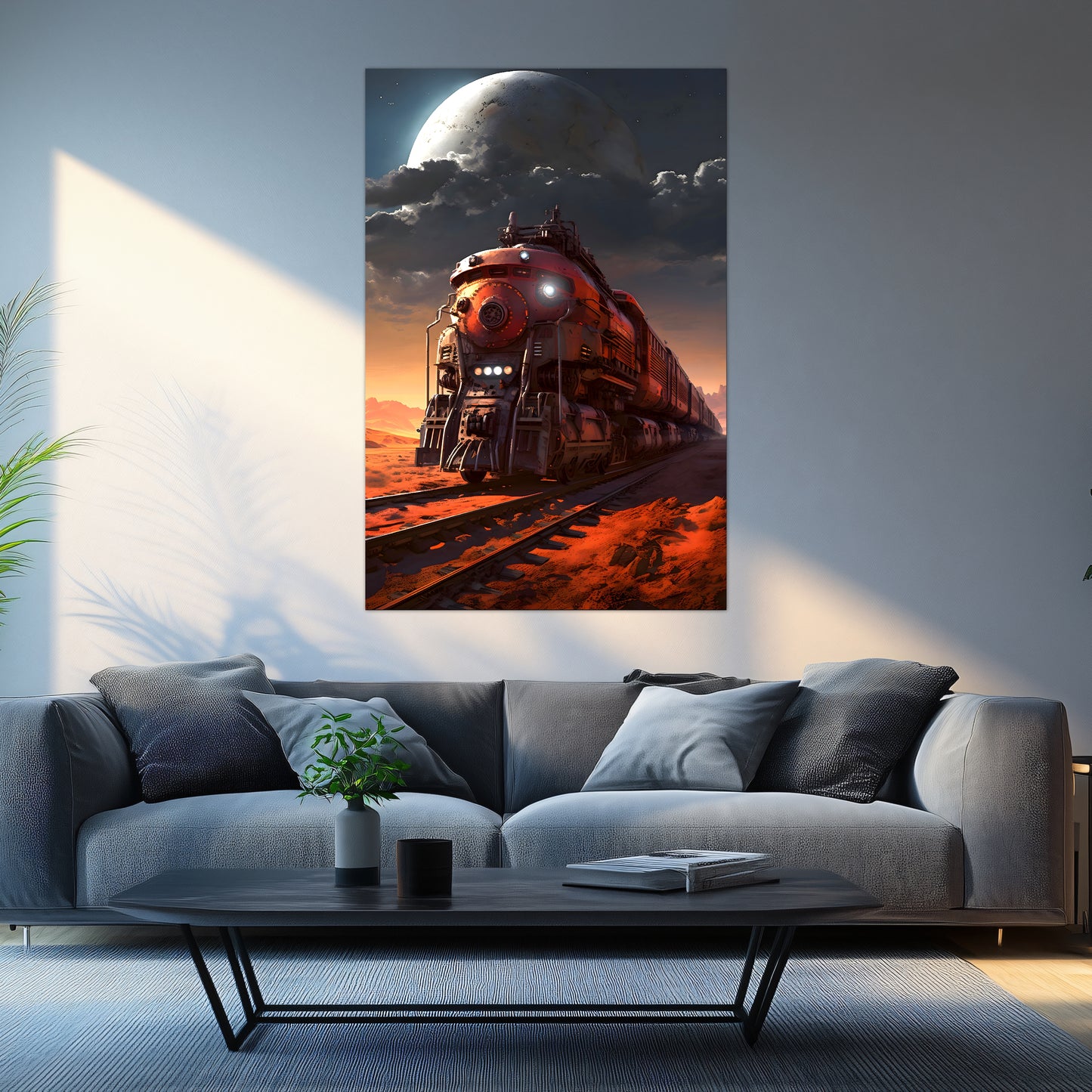 Wasteland Train Poster – Iron Wanderer | Awe-Inspiring Wall Art for Sci-Fi & Fantasy Train Enthusiasts | Unique and Exclusive Artwork