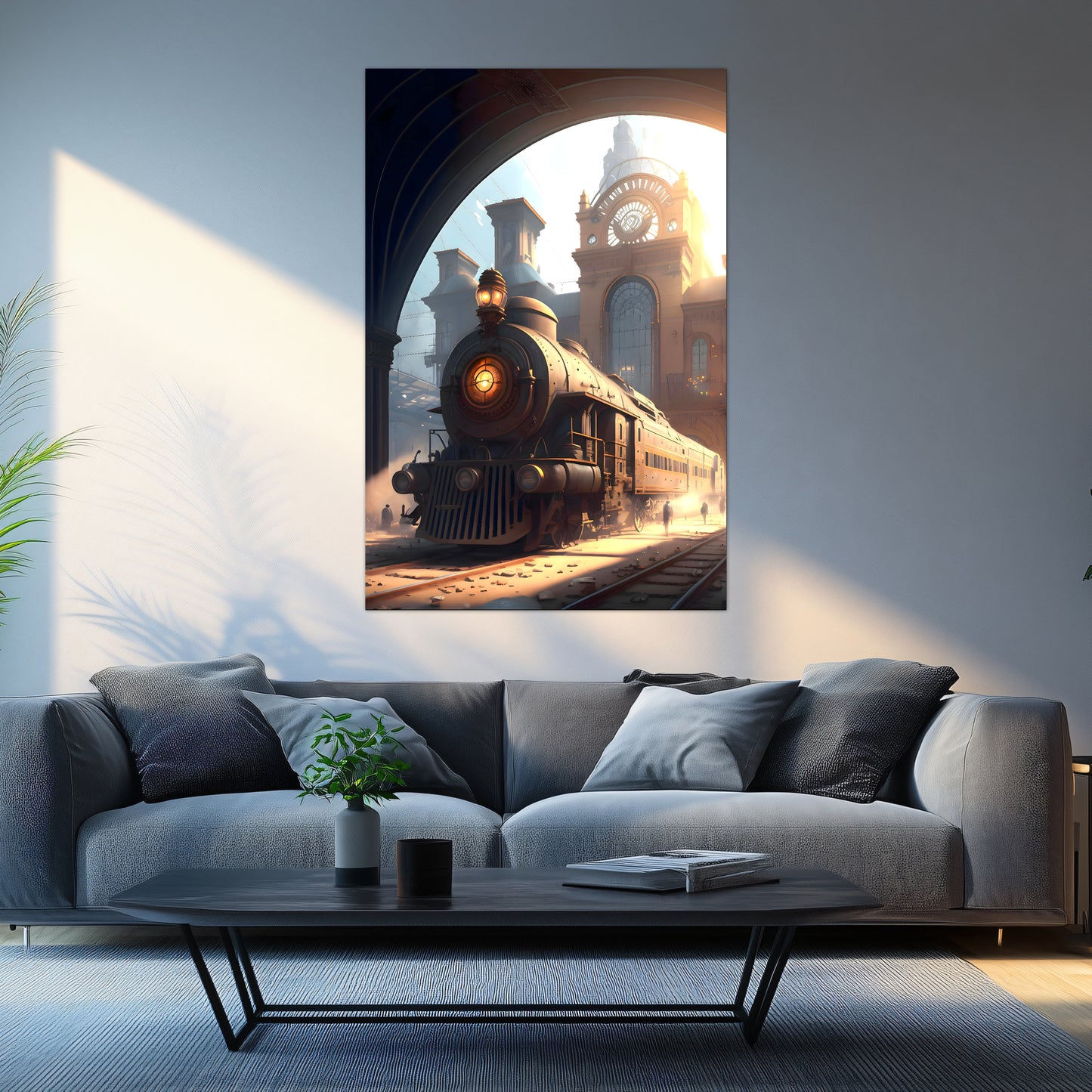 Steampunk Train Poster – Metropolitan Grandliner | Awe-Inspiring Wall Art for Sci-Fi & Fantasy Train Enthusiasts | Unique and Exclusive Artwork