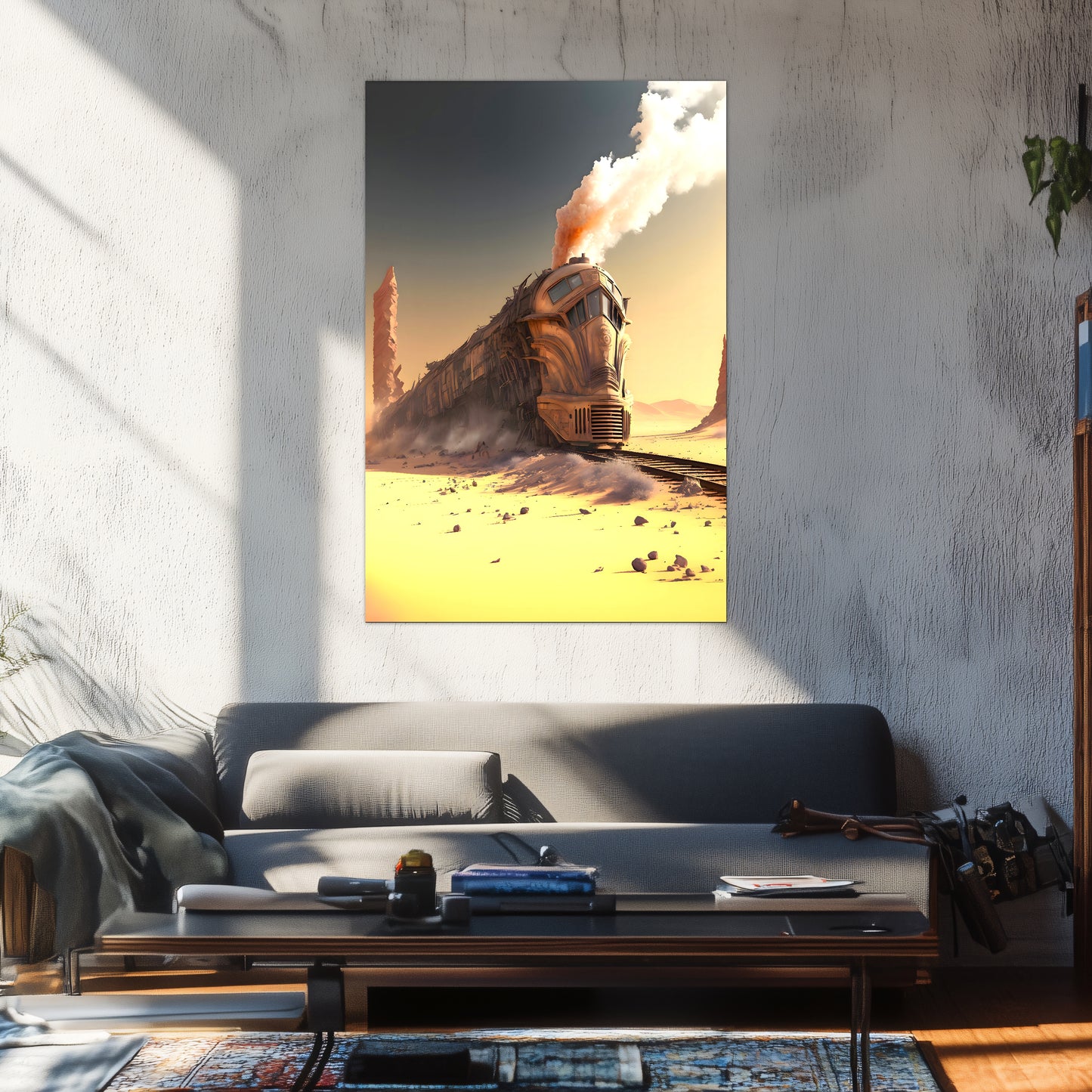 Wasteland Train Poster – The Sandpiercer | Awe-Inspiring Wall Art for Sci-Fi & Fantasy Train Enthusiasts | Unique and Exclusive Artwork