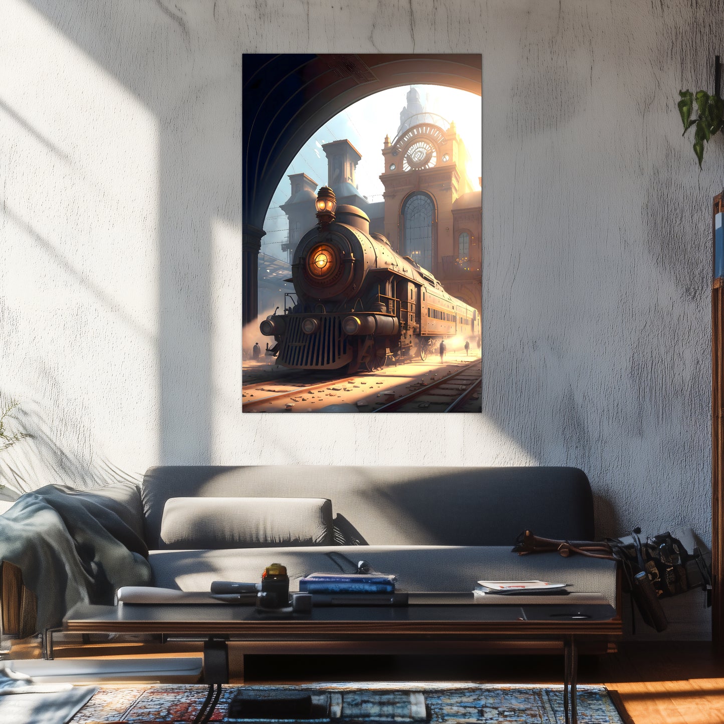 Steampunk Train Poster – Metropolitan Grandliner | Awe-Inspiring Wall Art for Sci-Fi & Fantasy Train Enthusiasts | Unique and Exclusive Artwork