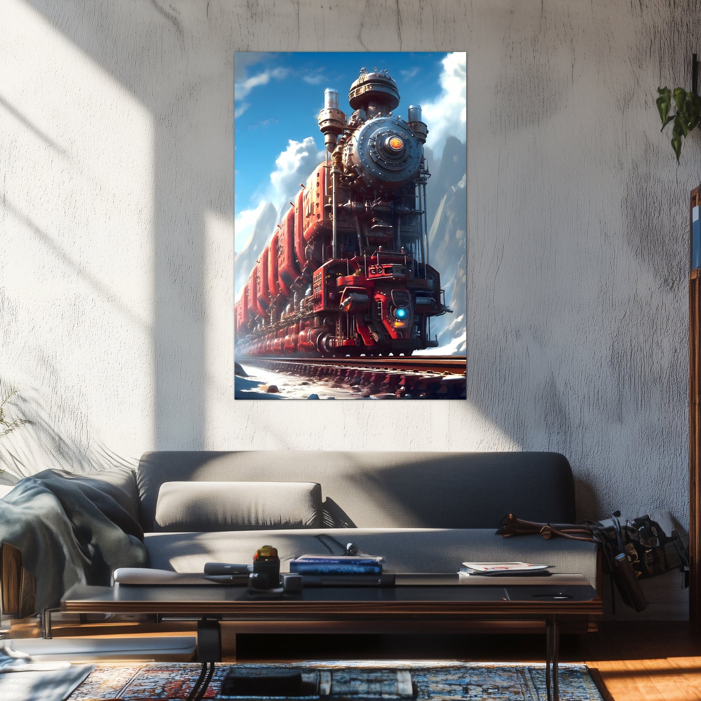 Post-Apocalyptic Train Poster – Colonial Colossus | Awe-Inspiring Wall Art for Sci-Fi & Fantasy Train Enthusiasts | Unique and Exclusive Artwork