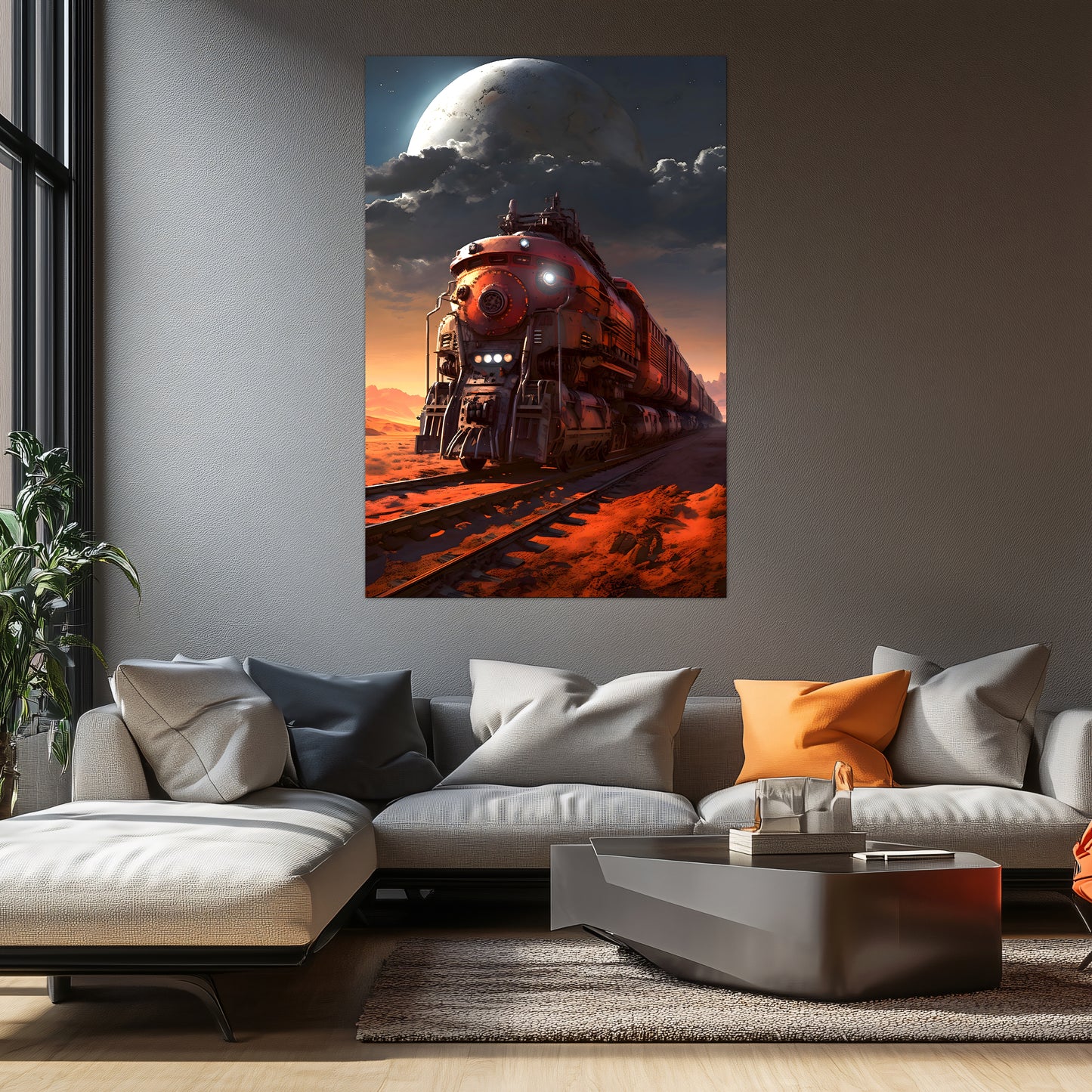 Wasteland Train Poster – Iron Wanderer | Awe-Inspiring Wall Art for Sci-Fi & Fantasy Train Enthusiasts | Unique and Exclusive Artwork