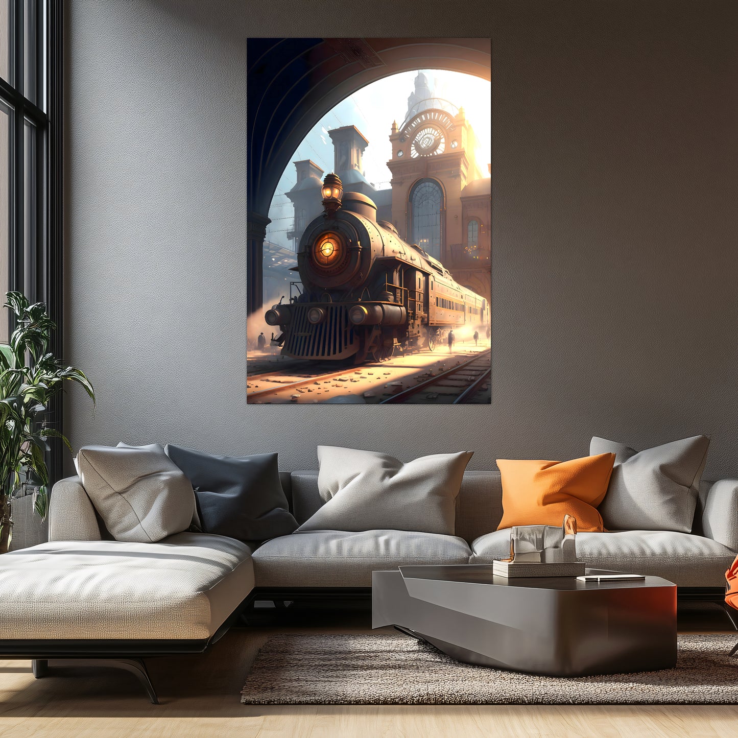 Steampunk Train Poster – Metropolitan Grandliner | Awe-Inspiring Wall Art for Sci-Fi & Fantasy Train Enthusiasts | Unique and Exclusive Artwork