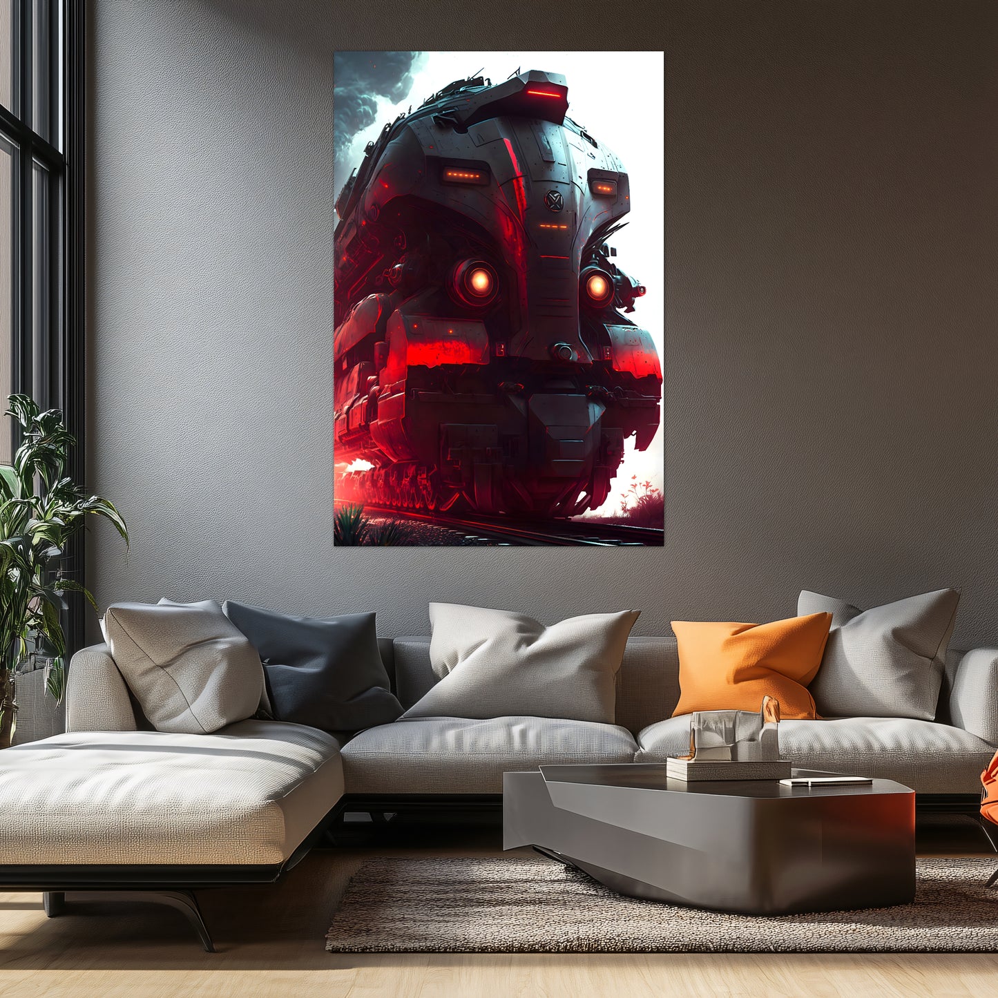 Dystopia Train Poster – Redstorm Vanguard | Awe-Inspiring Wall Art for Sci-Fi & Fantasy Train Enthusiasts | Unique and Exclusive Artwork
