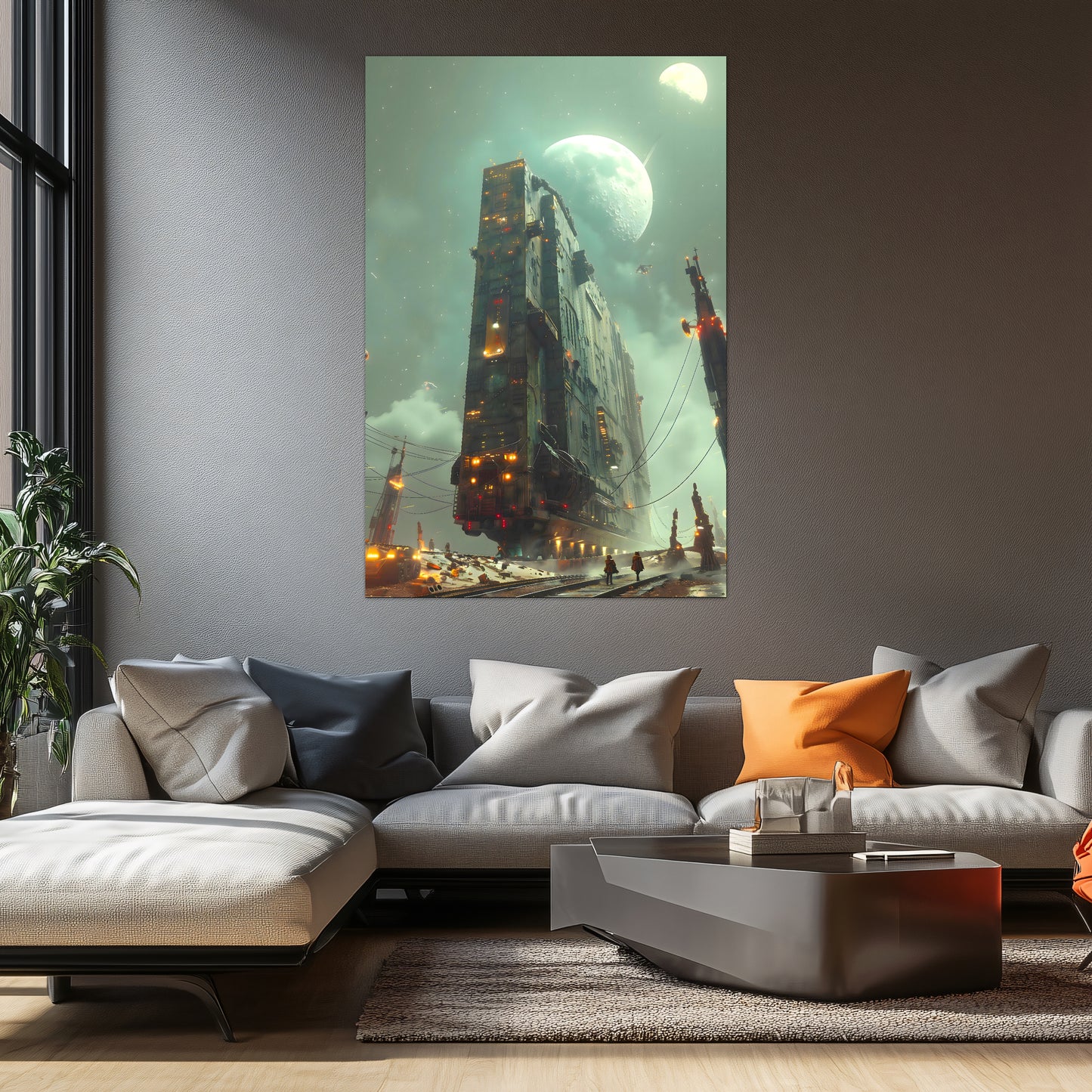 Dystopia Train Poster – The Moonbringer | Awe-Inspiring Wall Art for Sci-Fi & Fantasy Train Enthusiasts | Unique and Exclusive Artwork