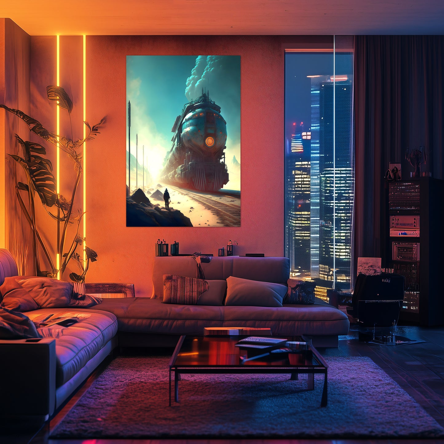 Wasteland Train Poster – Dunestorm Thunderwaker | Awe-Inspiring Wall Art for Sci-Fi & Fantasy Train Enthusiasts | Unique and Exclusive Artwork