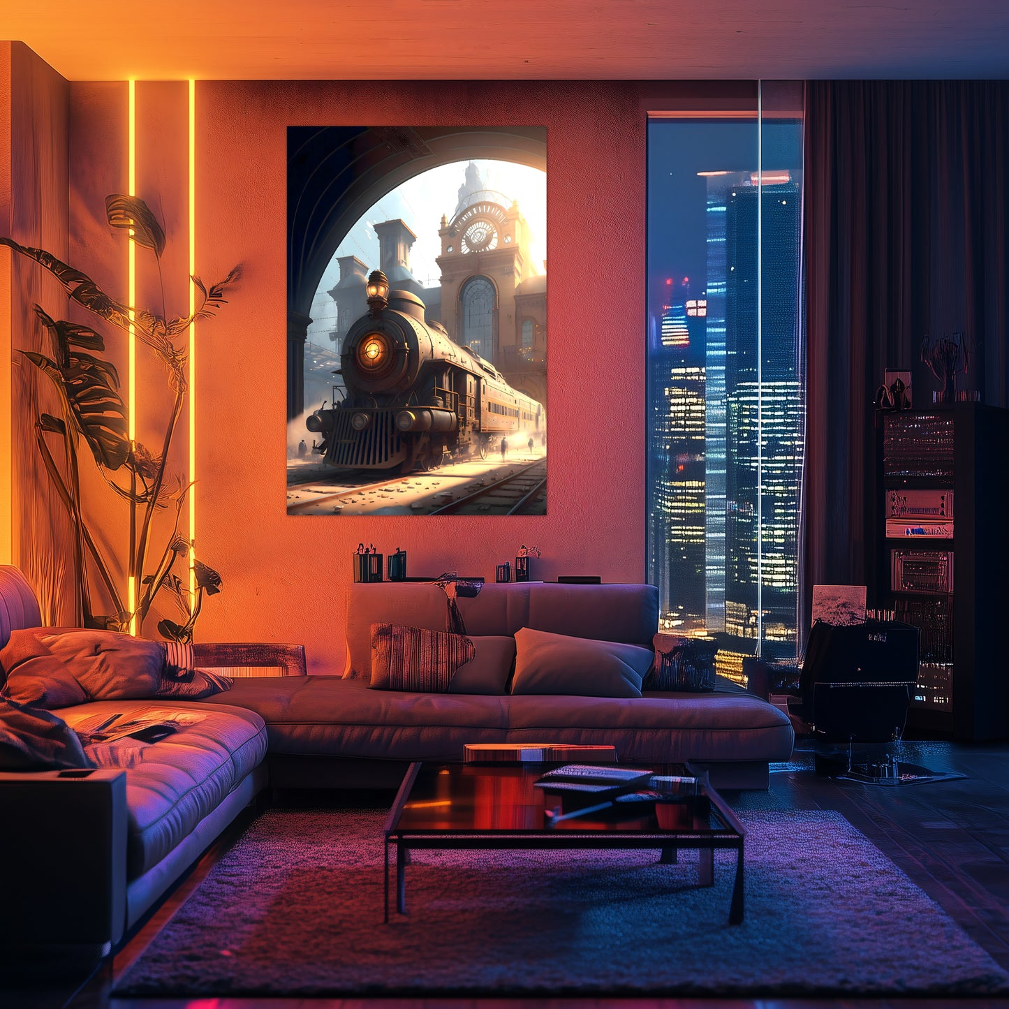 Steampunk Train Poster – Metropolitan Grandliner | Awe-Inspiring Wall Art for Sci-Fi & Fantasy Train Enthusiasts | Unique and Exclusive Artwork