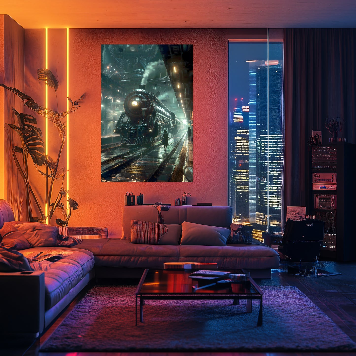 Dystopia Train Poster – Stellar Odyssey | Awe-Inspiring Wall Art for Sci-Fi & Fantasy Train Enthusiasts | Unique and Exclusive Artwork