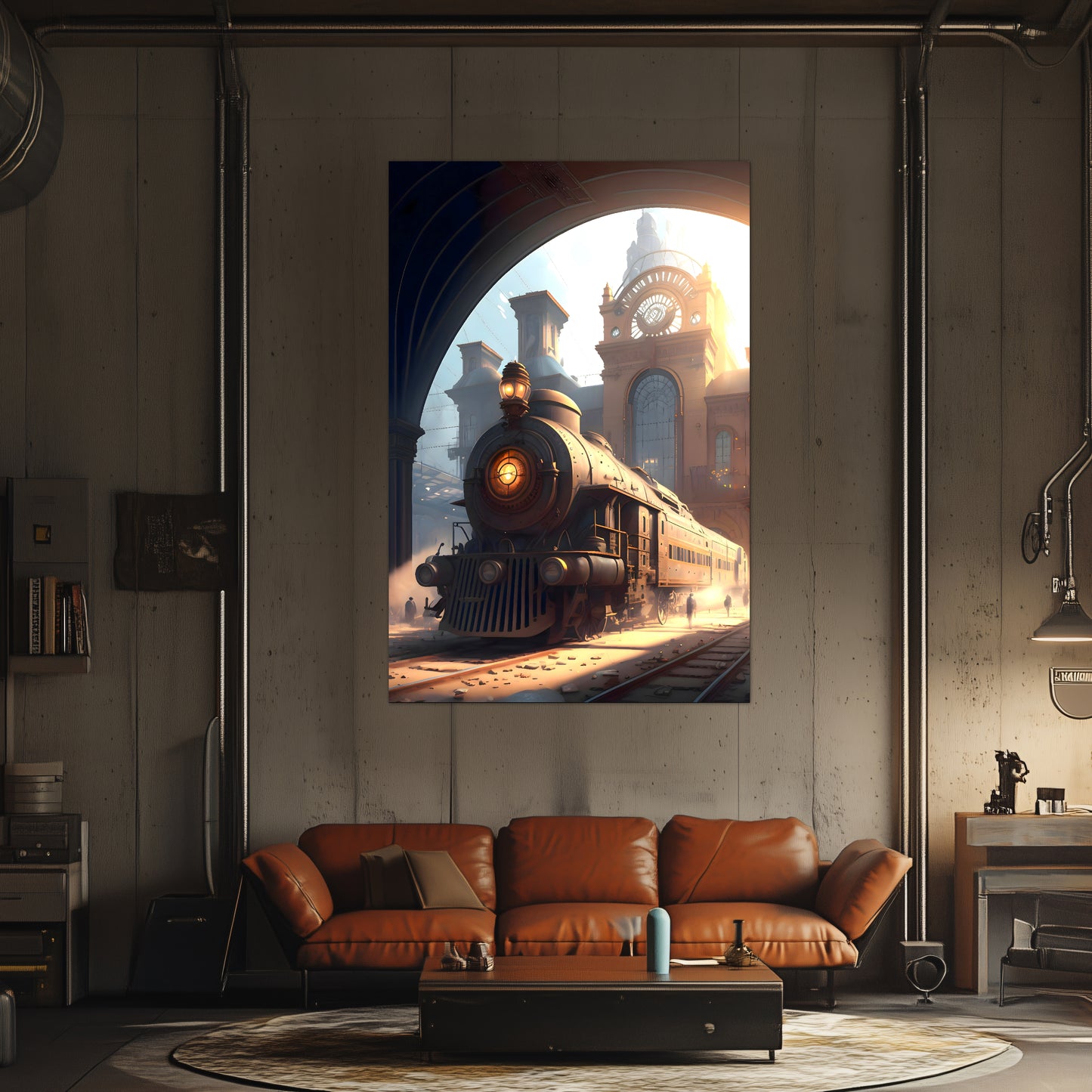 Steampunk Train Poster – Metropolitan Grandliner | Awe-Inspiring Wall Art for Sci-Fi & Fantasy Train Enthusiasts | Unique and Exclusive Artwork