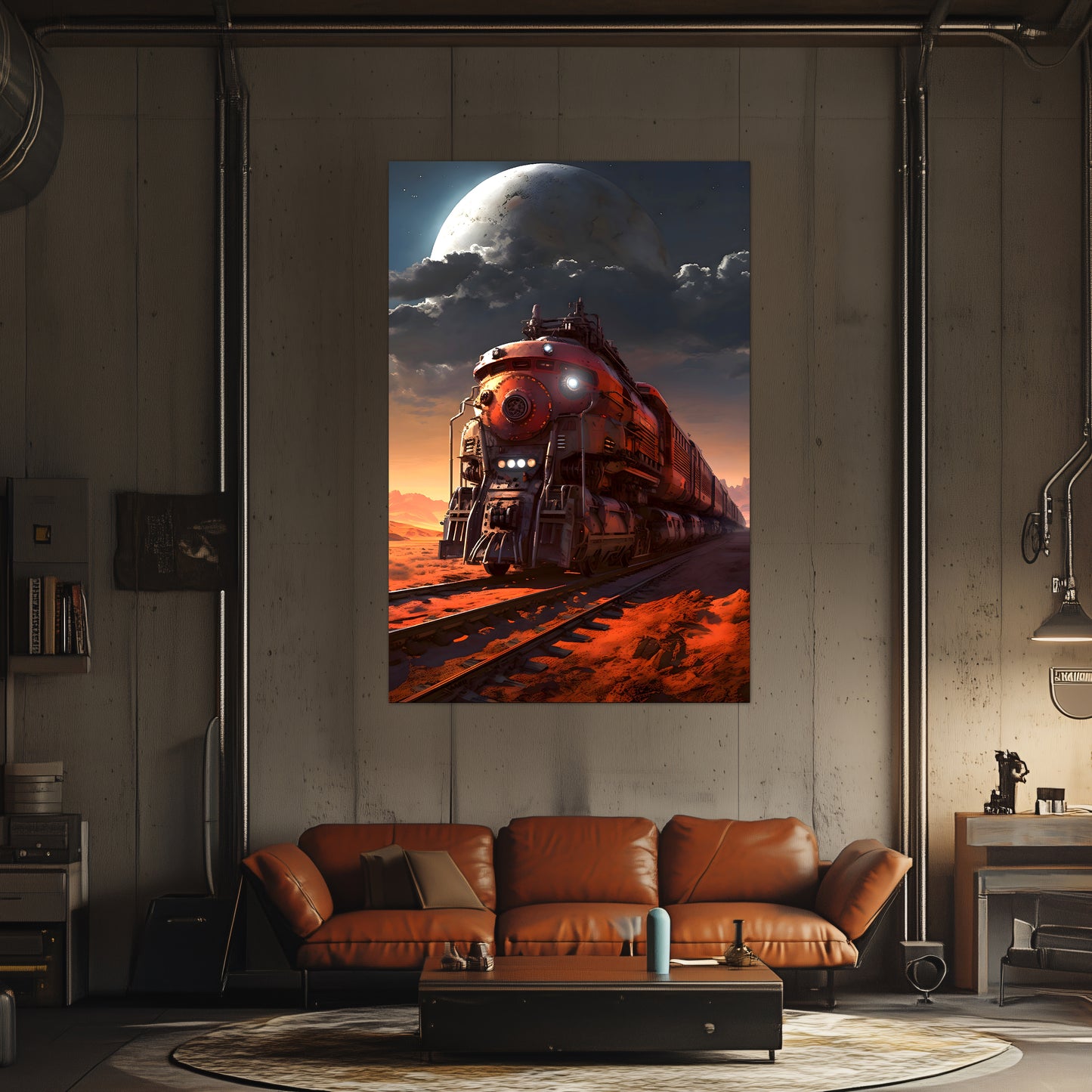 Wasteland Train Poster – Iron Wanderer | Awe-Inspiring Wall Art for Sci-Fi & Fantasy Train Enthusiasts | Unique and Exclusive Artwork