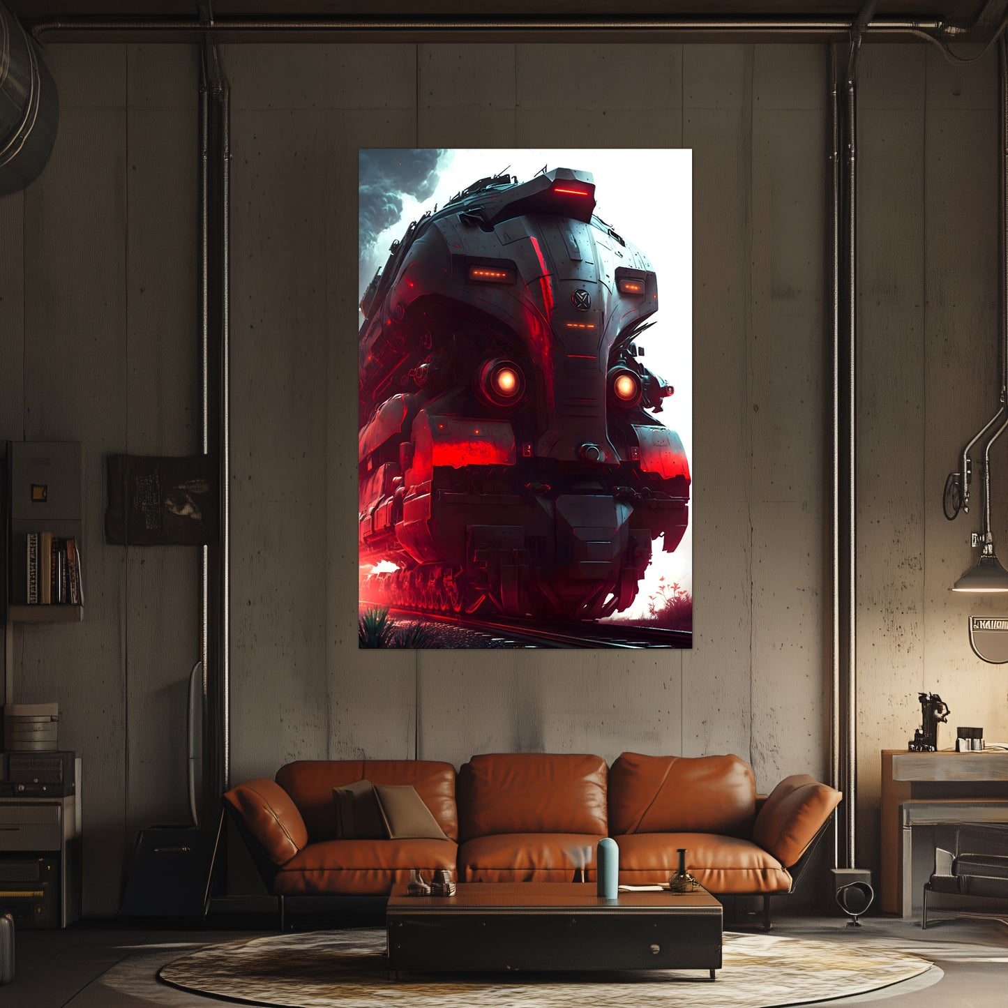 Dystopia Train Poster – Redstorm Vanguard | Awe-Inspiring Wall Art for Sci-Fi & Fantasy Train Enthusiasts | Unique and Exclusive Artwork