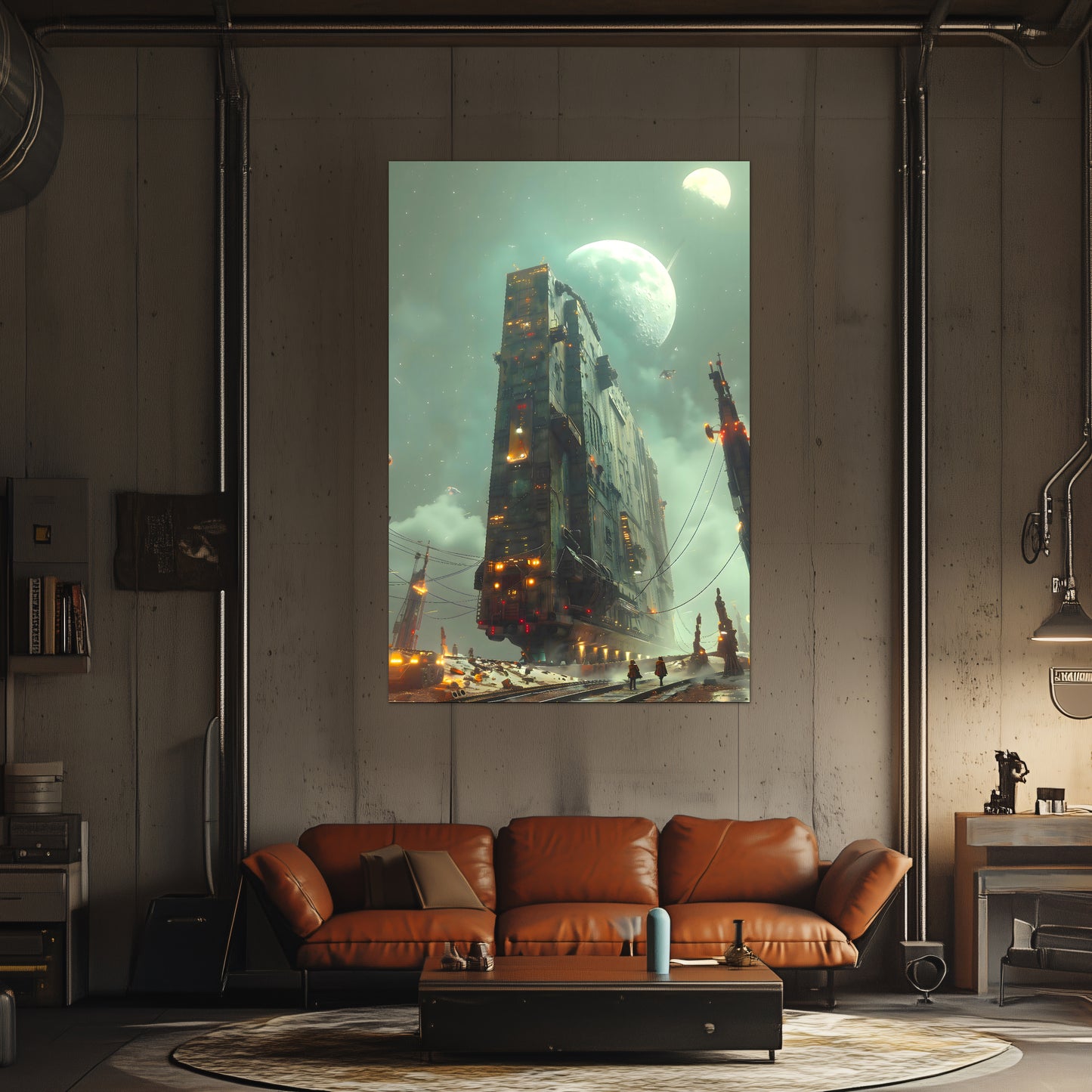 Dystopia Train Poster – The Moonbringer | Awe-Inspiring Wall Art for Sci-Fi & Fantasy Train Enthusiasts | Unique and Exclusive Artwork
