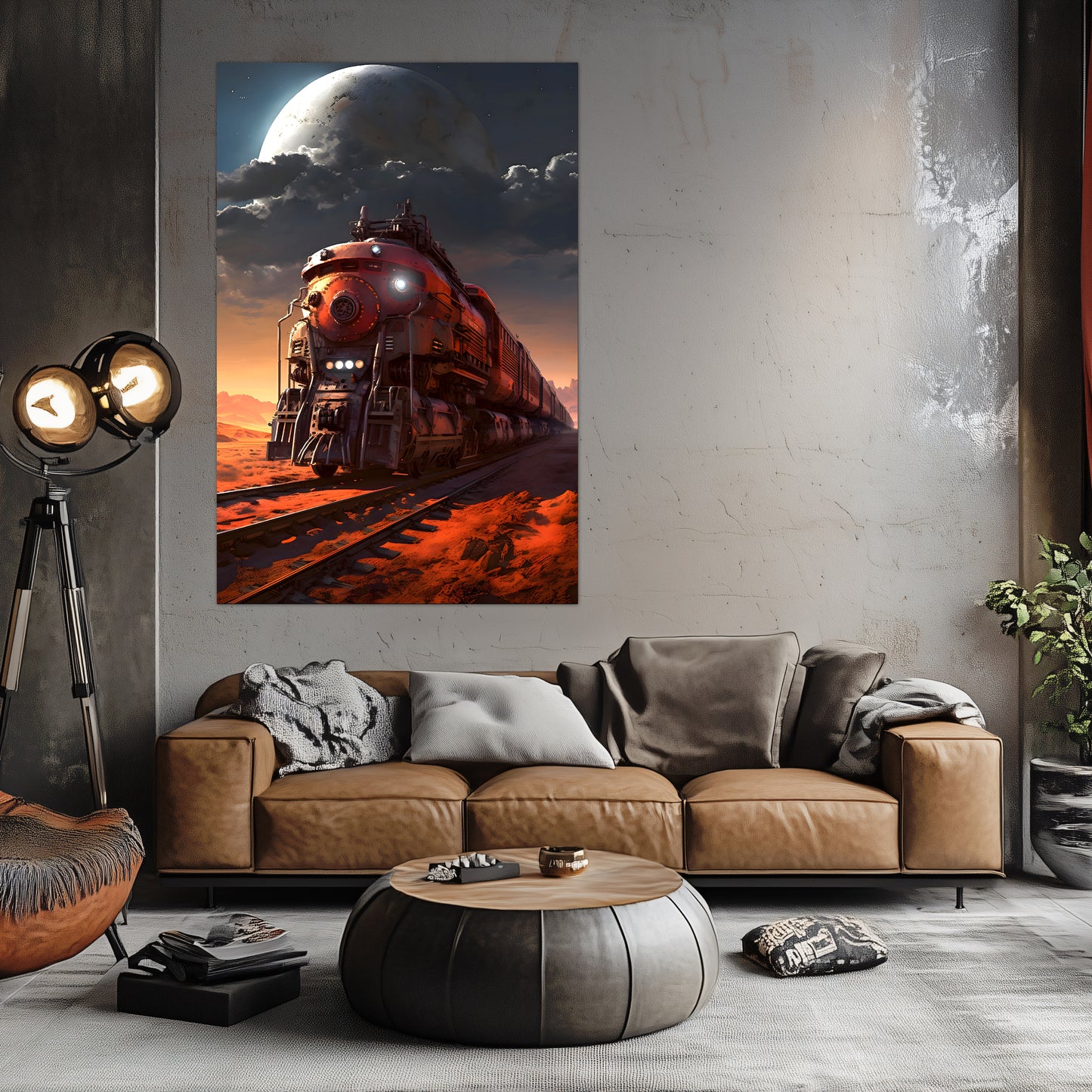 Wasteland Train Poster – Iron Wanderer | Awe-Inspiring Wall Art for Sci-Fi & Fantasy Train Enthusiasts | Unique and Exclusive Artwork