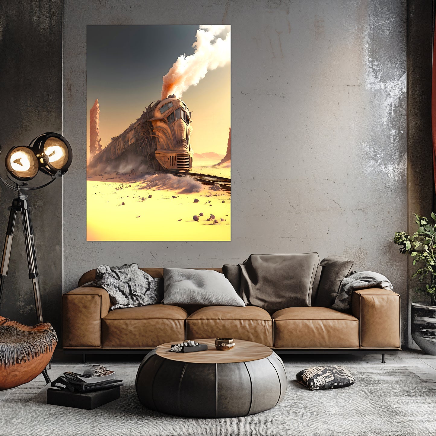 Wasteland Train Poster – The Sandpiercer | Awe-Inspiring Wall Art for Sci-Fi & Fantasy Train Enthusiasts | Unique and Exclusive Artwork