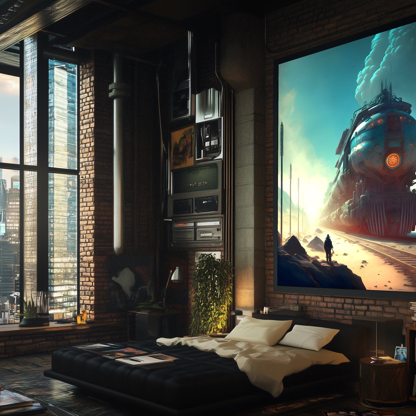 Wasteland Train Poster – Dunestorm Thunderwaker | Awe-Inspiring Wall Art for Sci-Fi & Fantasy Train Enthusiasts | Unique and Exclusive Artwork