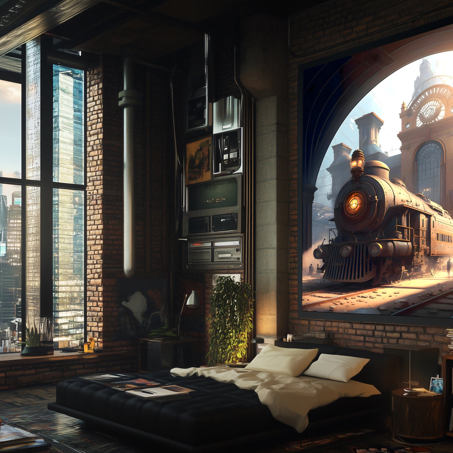 Steampunk Train Poster – Metropolitan Grandliner | Awe-Inspiring Wall Art for Sci-Fi & Fantasy Train Enthusiasts | Unique and Exclusive Artwork