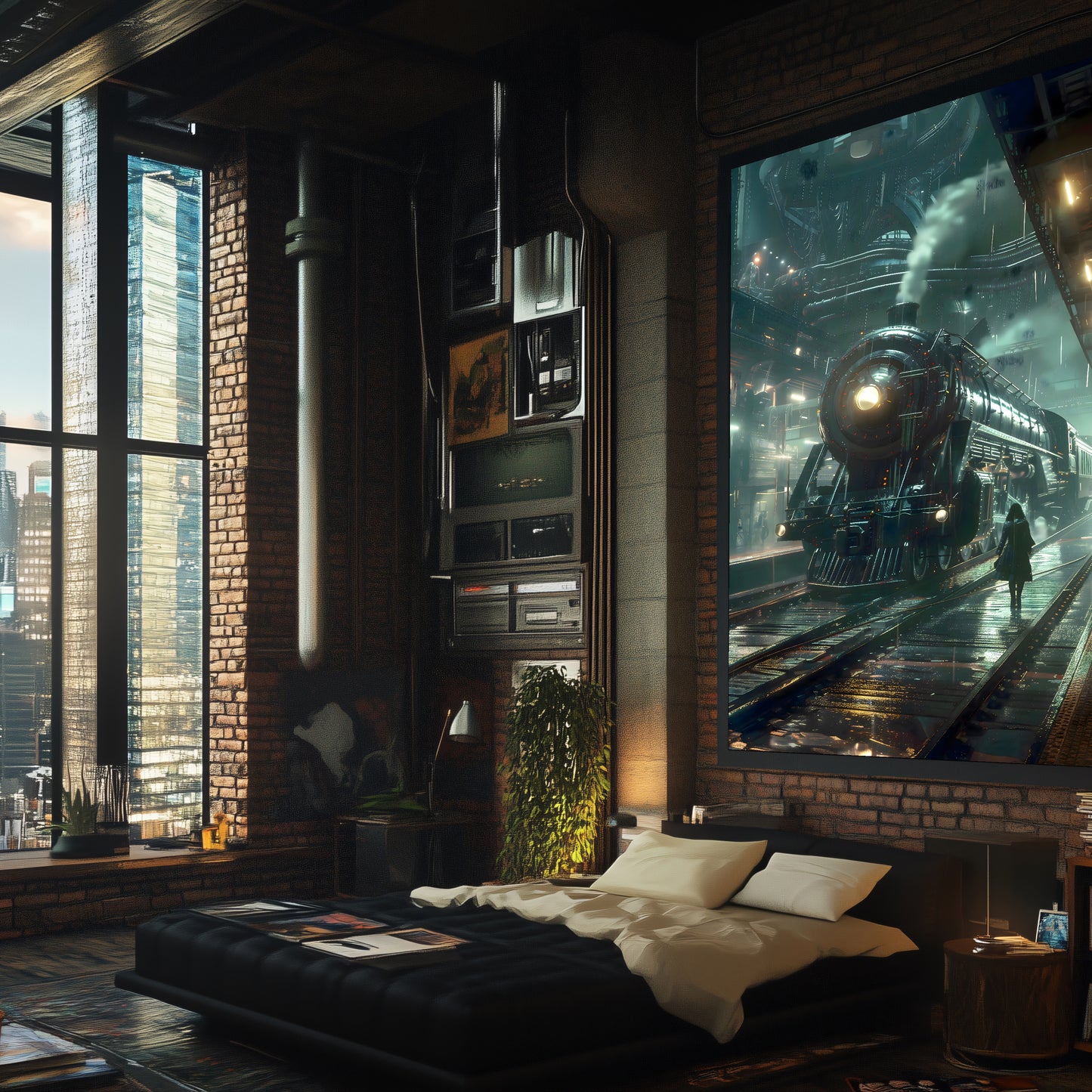 Dystopia Train Poster – Stellar Odyssey | Awe-Inspiring Wall Art for Sci-Fi & Fantasy Train Enthusiasts | Unique and Exclusive Artwork