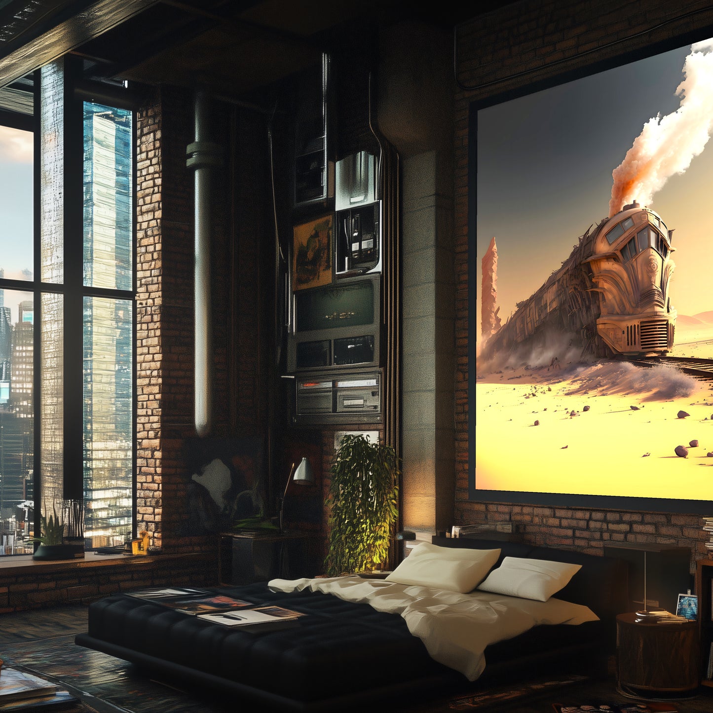 Wasteland Train Poster – The Sandpiercer | Awe-Inspiring Wall Art for Sci-Fi & Fantasy Train Enthusiasts | Unique and Exclusive Artwork