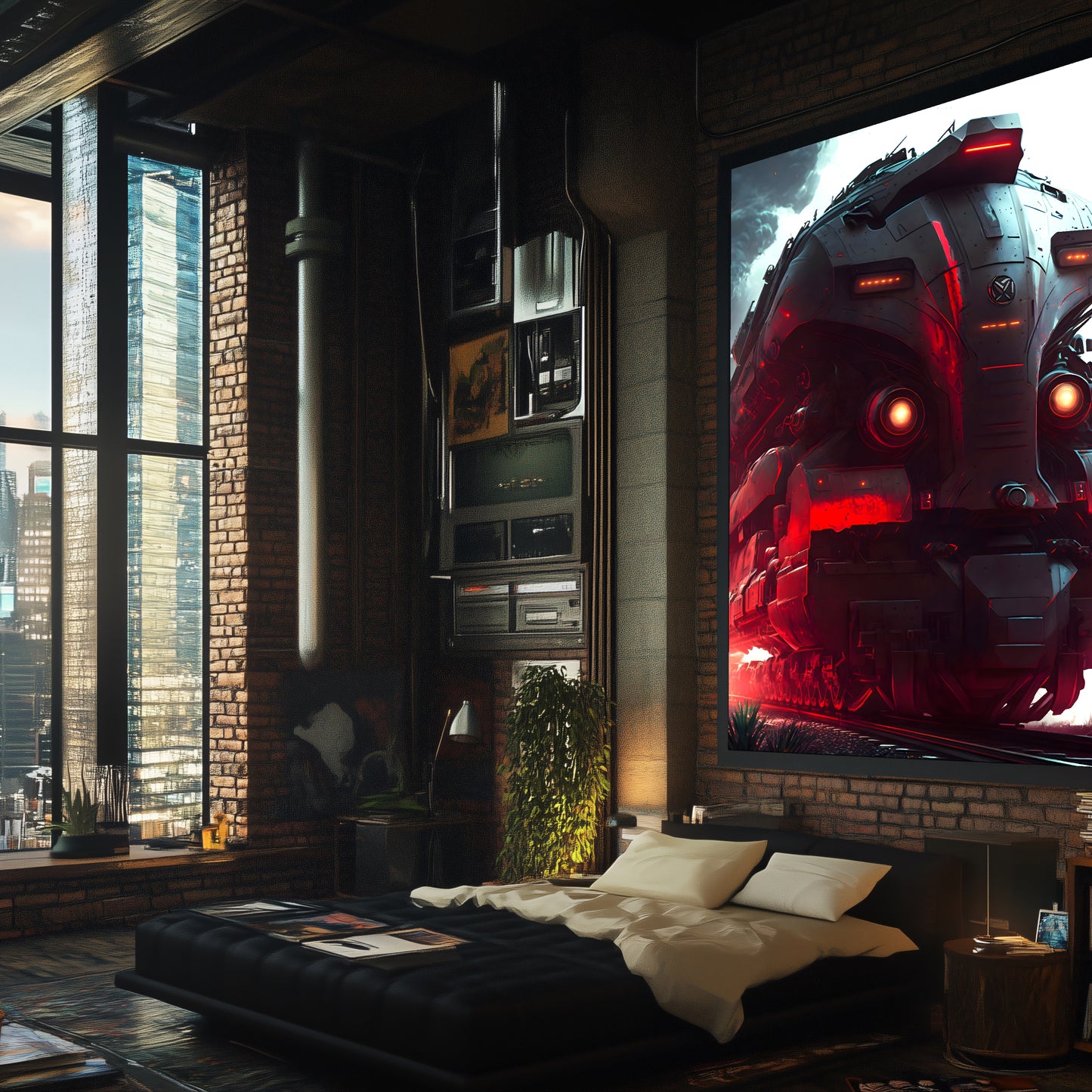 Dystopia Train Poster – Redstorm Vanguard | Awe-Inspiring Wall Art for Sci-Fi & Fantasy Train Enthusiasts | Unique and Exclusive Artwork